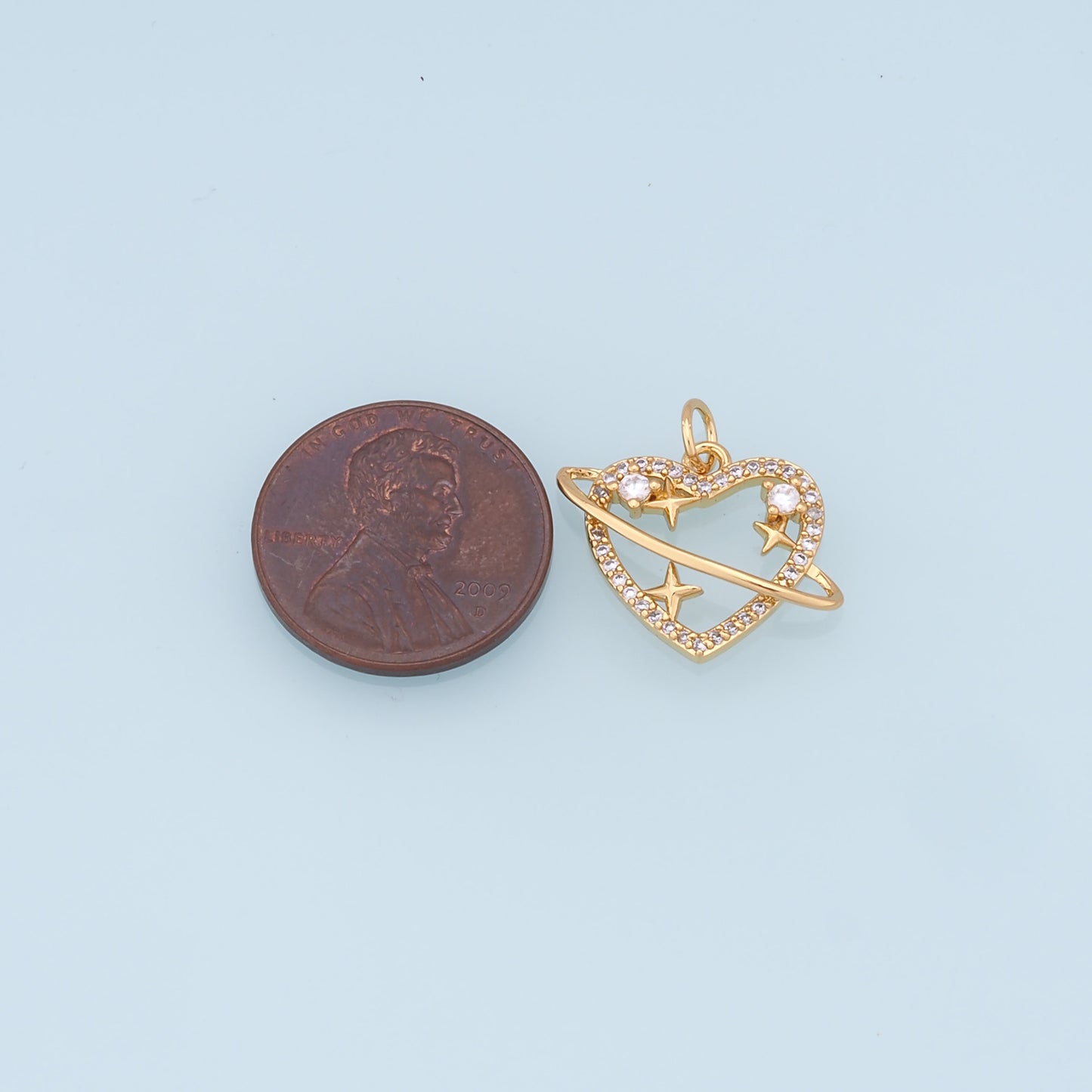 Gold Heart Charms,18K Gold Filled Heart Pendant,Heart Charm Bracelet Necklace for DIY Jewelry Making Supply