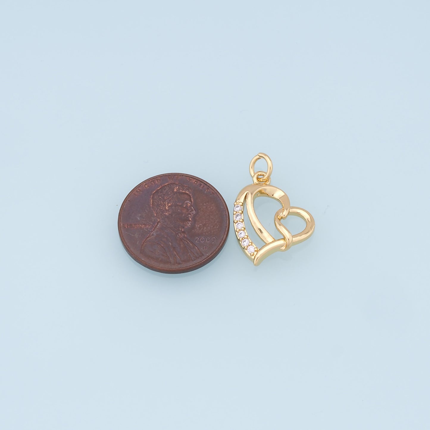 Gold Heart Charms,18K Gold Filled Heart Pendant,Heart Charm Bracelet Necklace for DIY Jewelry Making Supply