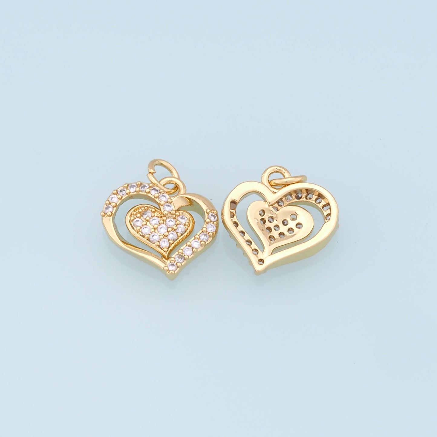 Gold Heart Charms,18K Gold Filled Heart Pendant,Heart Charm Bracelet Necklace for DIY Jewelry Making Supply