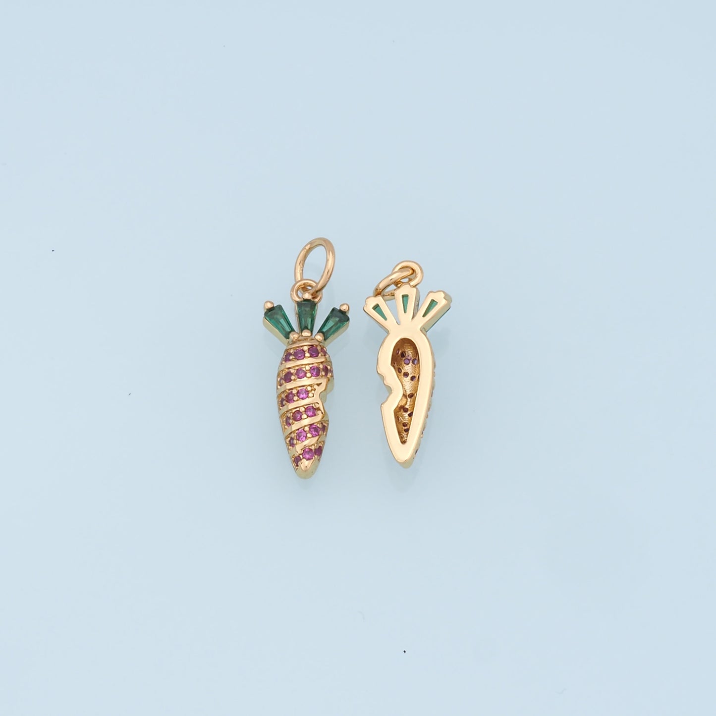 Gold Carrot Charms,18K Gold Filled CZ Carrot Pendant,Vegetable Charm Bracelet Necklace for DIY Jewelry Making Supply