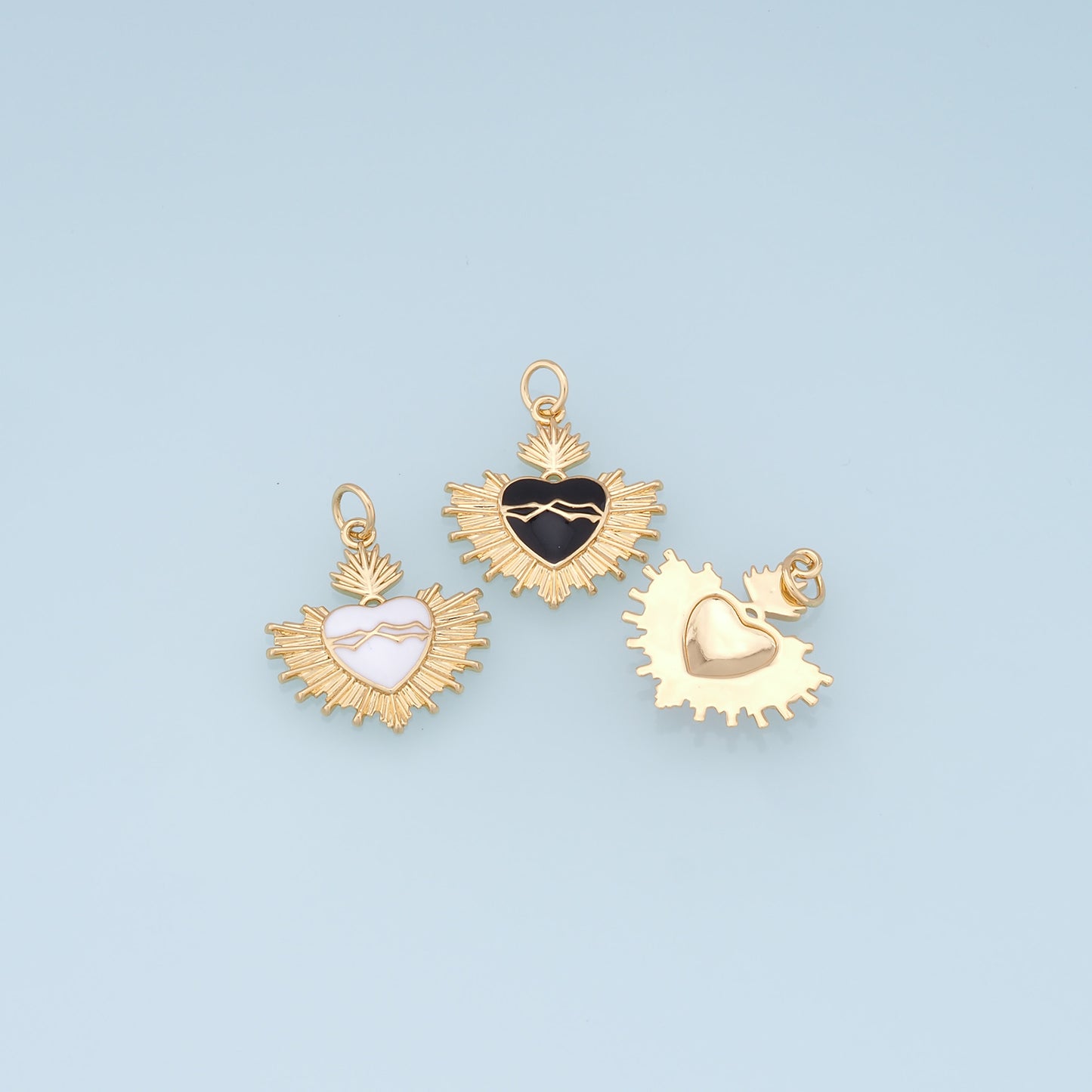 Gold Heart Charms,18K Gold Filled Heart Pendant,Heart Charm Bracelet Necklace for DIY Jewelry Making Supply