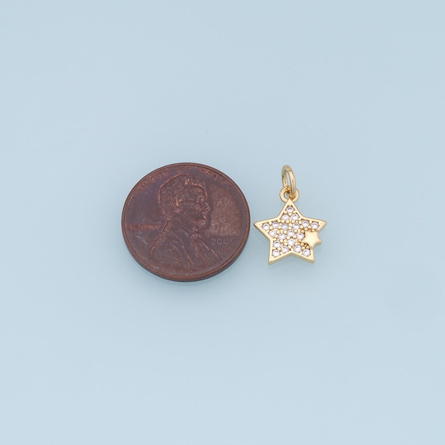18K Gold Filled Star Pendant,CZ Micro Pave Star Charm Bracelet Necklace for DIY Jewelry Making Supply