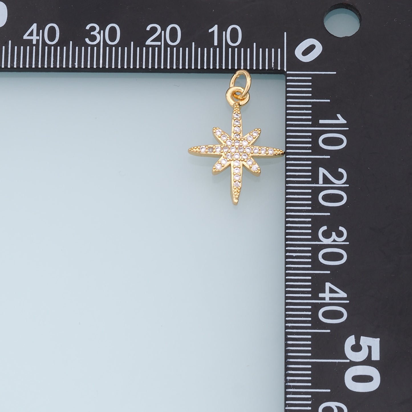 Gold Star Charms,18K Gold Filled Starburst Pendant,CZ North Star Charm Bracelet Necklace for DIY Jewelry Making Supply
