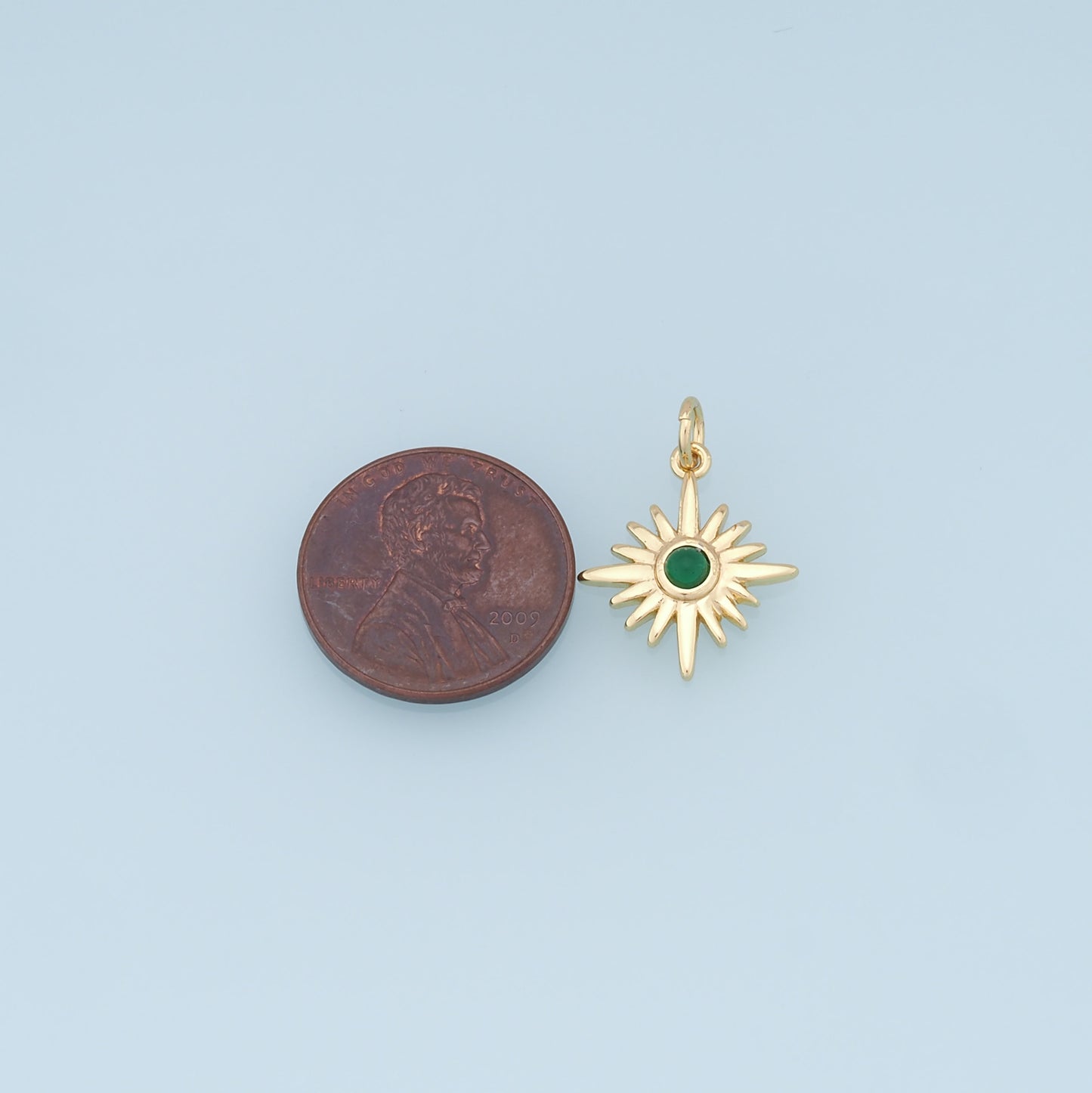 Gold Star Charms,18K Gold Filled Starburst Pendant,CZ North Star Charm Bracelet Necklace for DIY Jewelry Making Supply