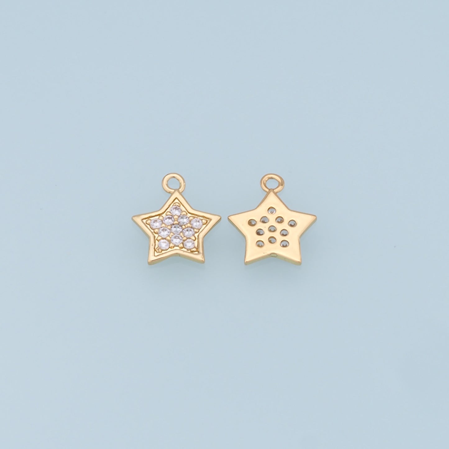 18K Gold Filled Star Pendant,CZ Micro Pave Star Charm Bracelet Necklace for DIY Jewelry Making Supply