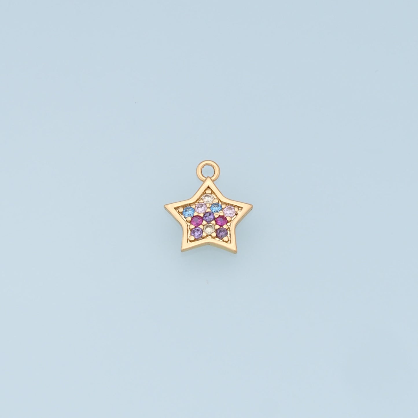 18K Gold Filled Star Pendant,CZ Micro Pave Star Charm Bracelet Necklace for DIY Jewelry Making Supply