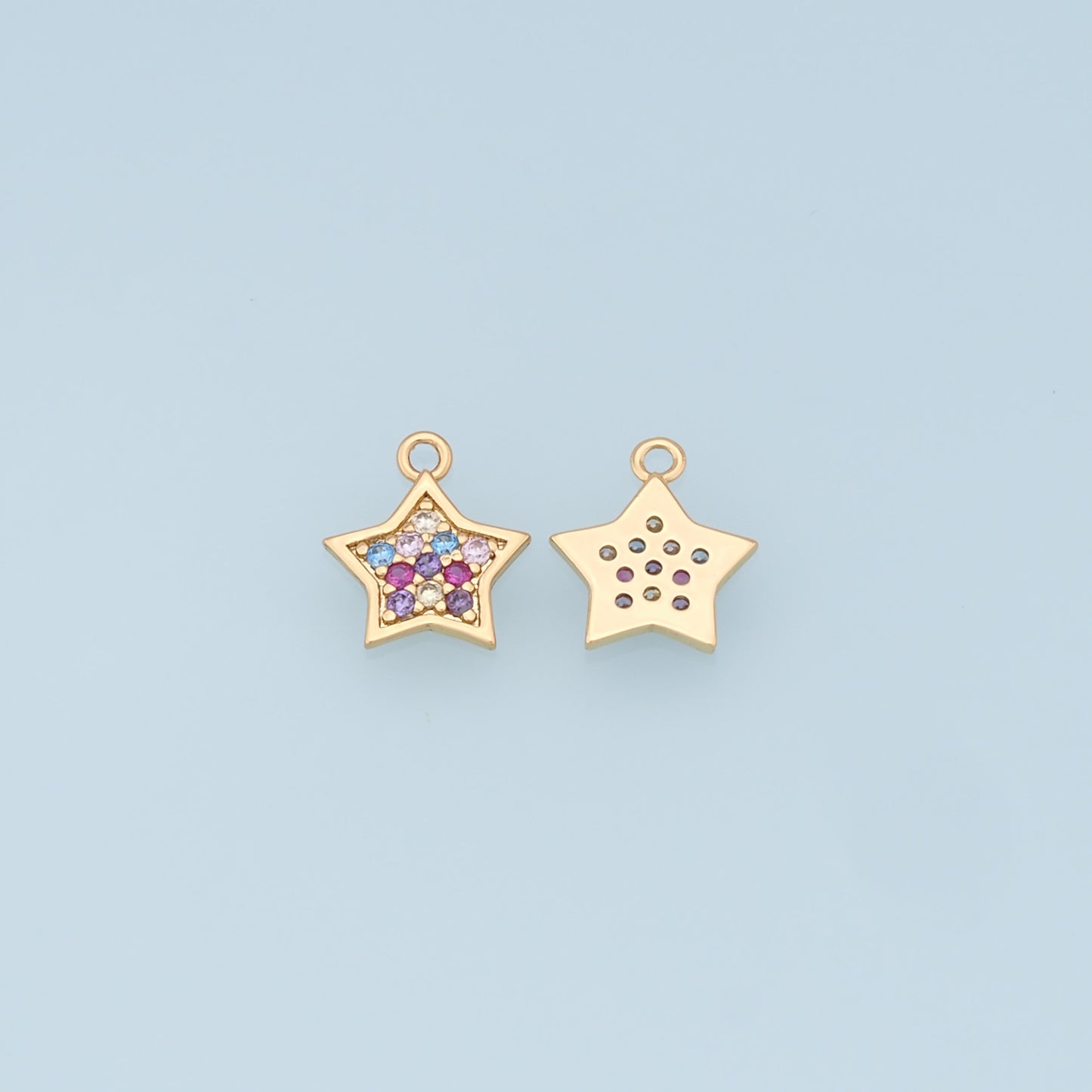 18K Gold Filled Star Pendant,CZ Micro Pave Star Charm Bracelet Necklace for DIY Jewelry Making Supply