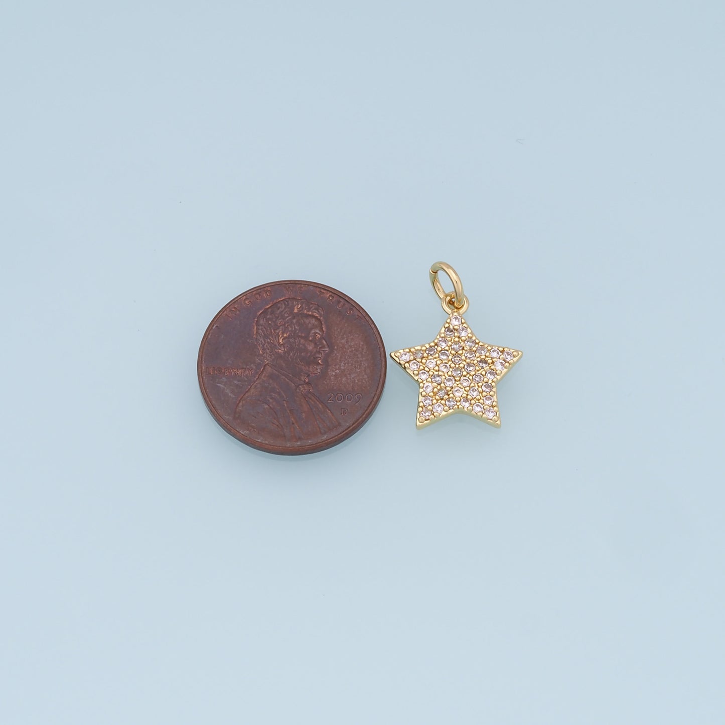 18K Gold Filled Star Pendant,CZ Micro Pave Star Charm Bracelet Necklace for DIY Jewelry Making Supply