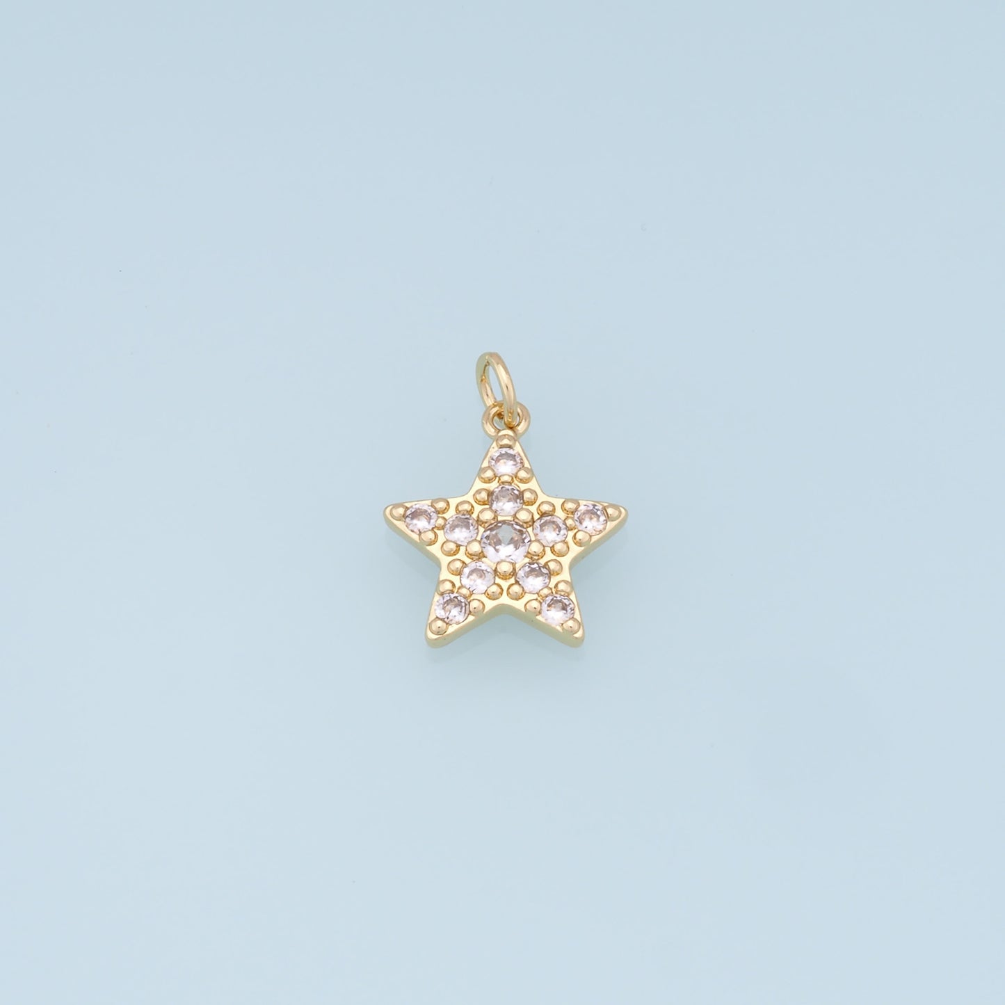 18K Gold Filled Star Pendant,CZ Micro Pave Star Charm Bracelet Necklace for DIY Jewelry Making Supply