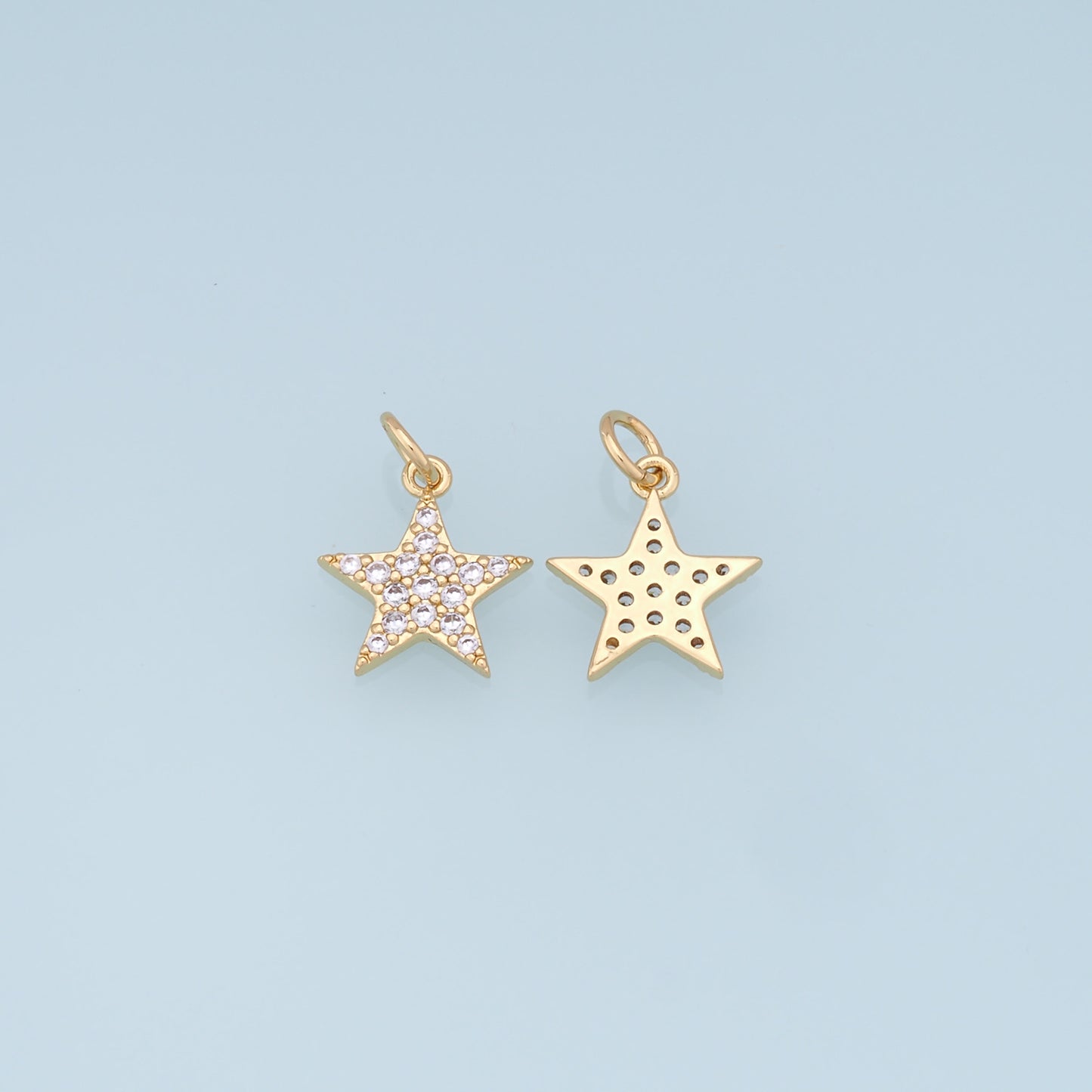 18K Gold Filled Star Pendant,CZ Micro Pave Star Charm Bracelet Necklace for DIY Jewelry Making Supply