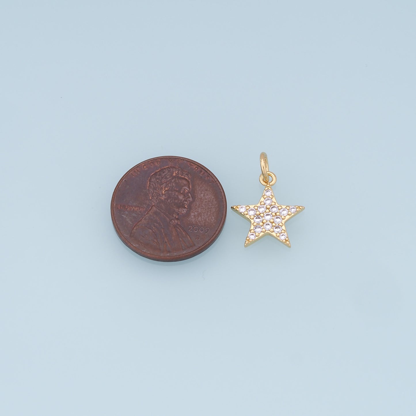 18K Gold Filled Star Pendant,CZ Micro Pave Star Charm Bracelet Necklace for DIY Jewelry Making Supply