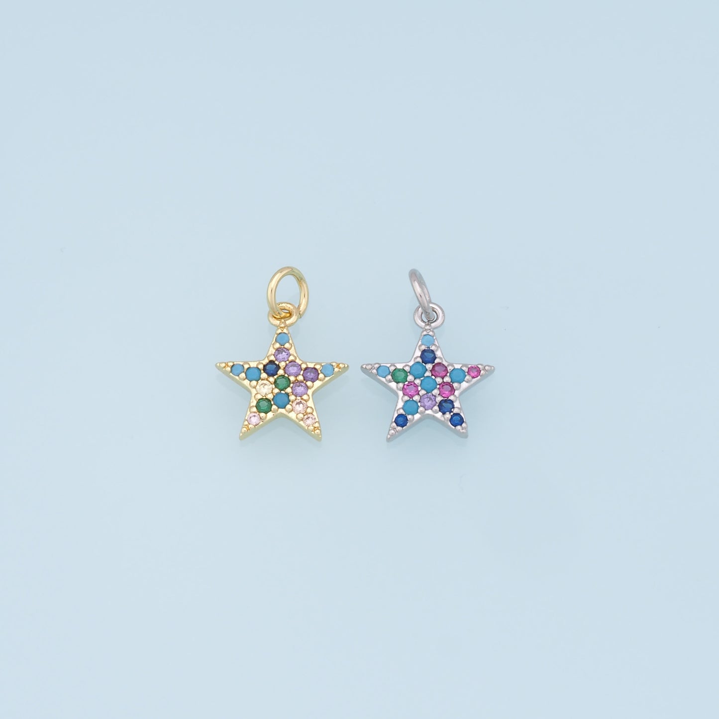 18K Gold Filled Star Pendant,CZ Micro Pave Star Charm Bracelet Necklace for DIY Jewelry Making Supply