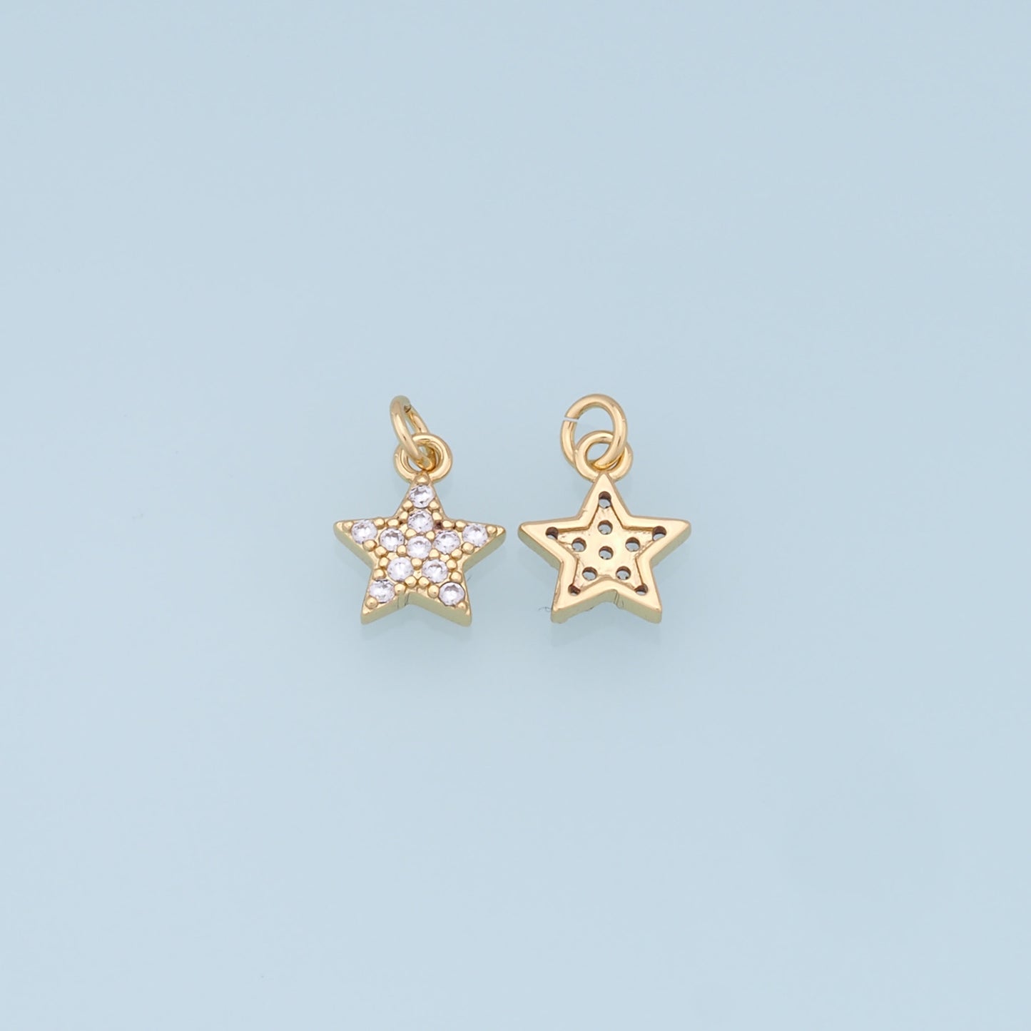18K Gold Filled Star Pendant,CZ Micro Pave Star Charm Bracelet Necklace for DIY Jewelry Making Supply