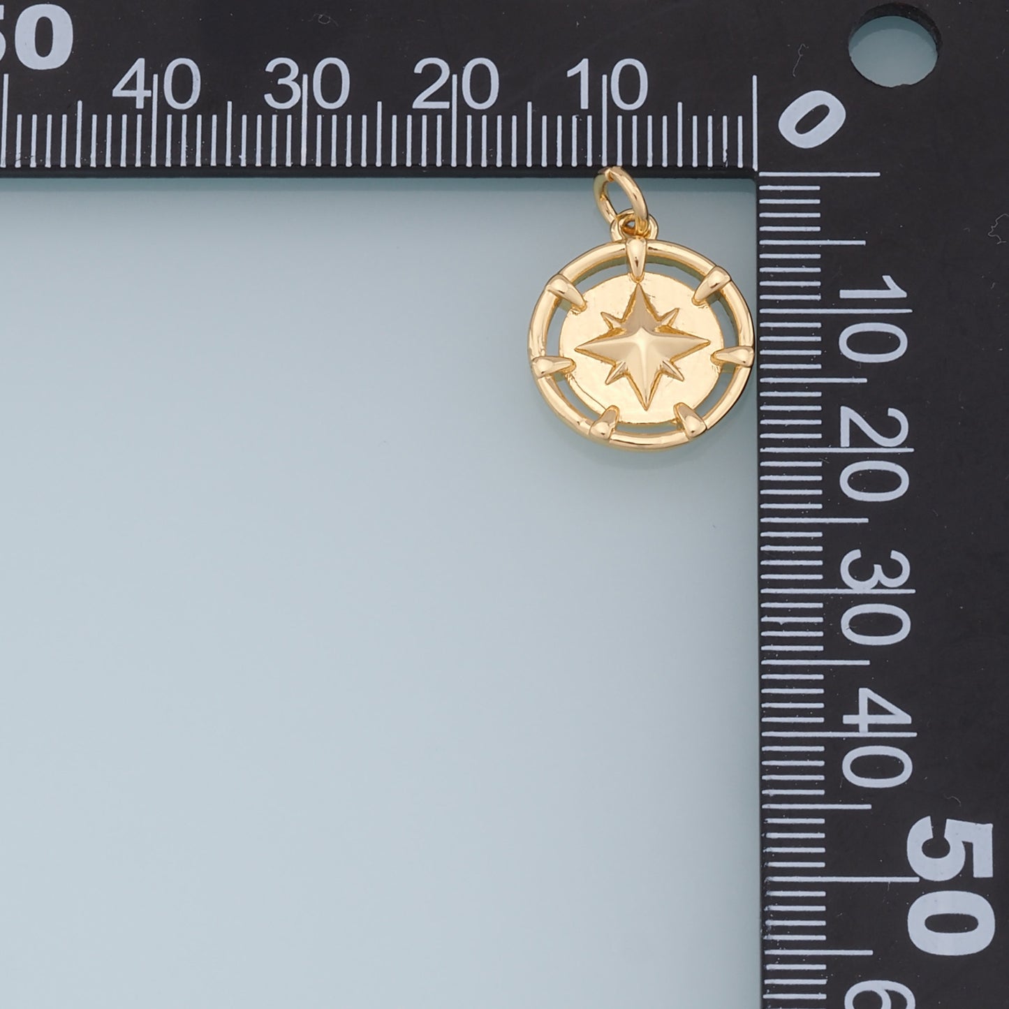 Gold Round Coin Star Charms,18K Gold Filled Starburst Pendant,North Star Charm Bracelet Necklace for DIY Jewelry Making Supply