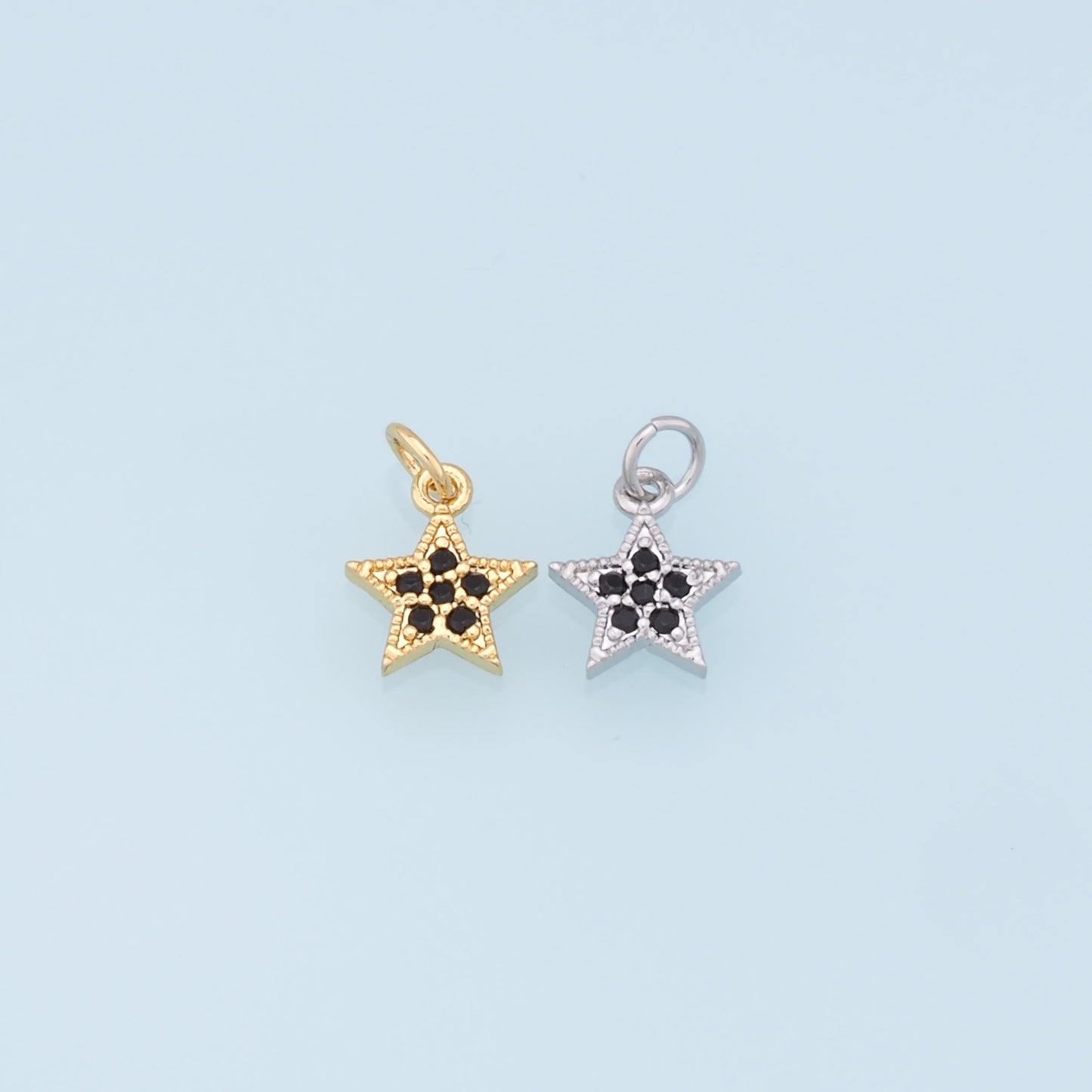 18K Gold Filled Star Pendant,CZ Micro Pave Star Charm Bracelet Necklace for DIY Jewelry Making Supply