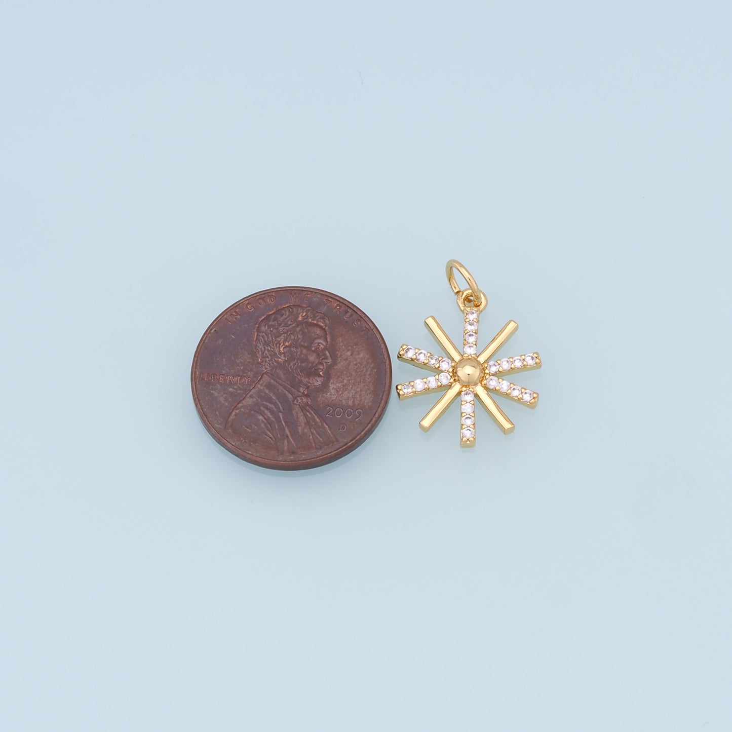 Gold Star Charms,18K Gold Filled Starburst Pendant,CZ North Star Charm Bracelet Necklace for DIY Jewelry Making Supply
