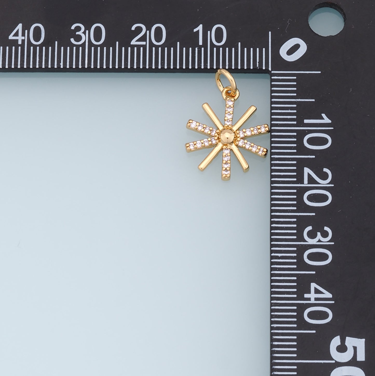 Gold Star Charms,18K Gold Filled Starburst Pendant,CZ North Star Charm Bracelet Necklace for DIY Jewelry Making Supply