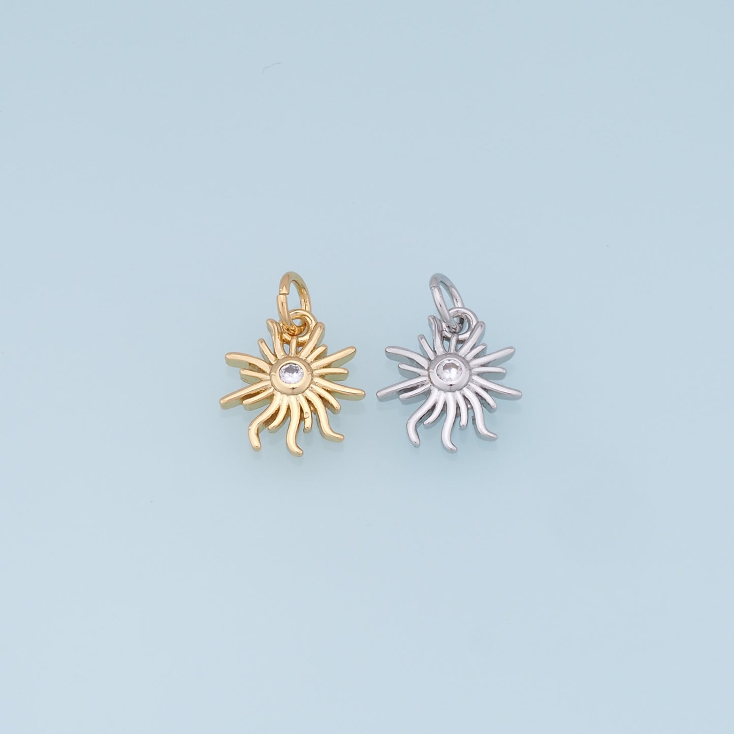 Gold Sun Charms,18K Gold Filled Sun Pendant,celestial Charm Bracelet Necklace for DIY Jewelry Making Supply