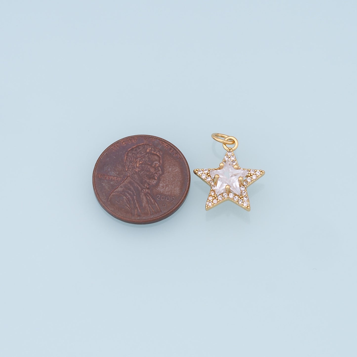 18K Gold Filled Star Pendant,CZ Micro Pave Star Charm Bracelet Necklace for DIY Jewelry Making Supply