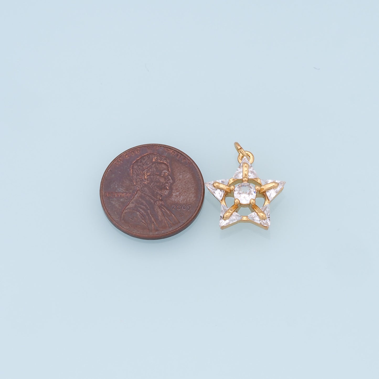 18K Gold Filled Star Pendant,Micro Pave Star Charm Bracelet Necklace for DIY Jewelry Making Supply
