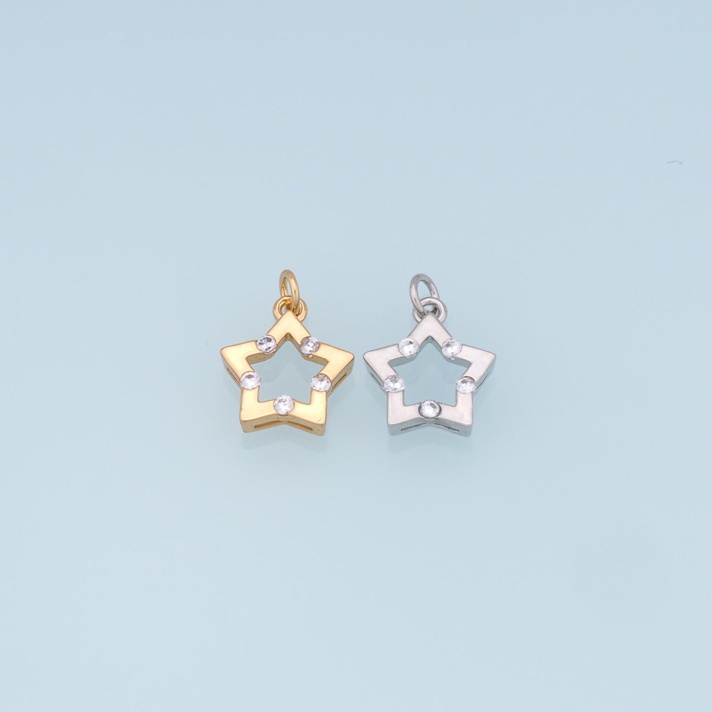 18K Gold Filled Star Pendant,CZ Micro Pave Star Charm Bracelet Necklace for DIY Jewelry Making Supply