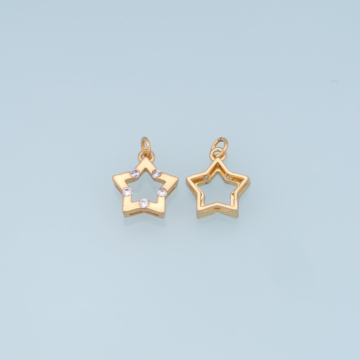 18K Gold Filled Star Pendant,CZ Micro Pave Star Charm Bracelet Necklace for DIY Jewelry Making Supply