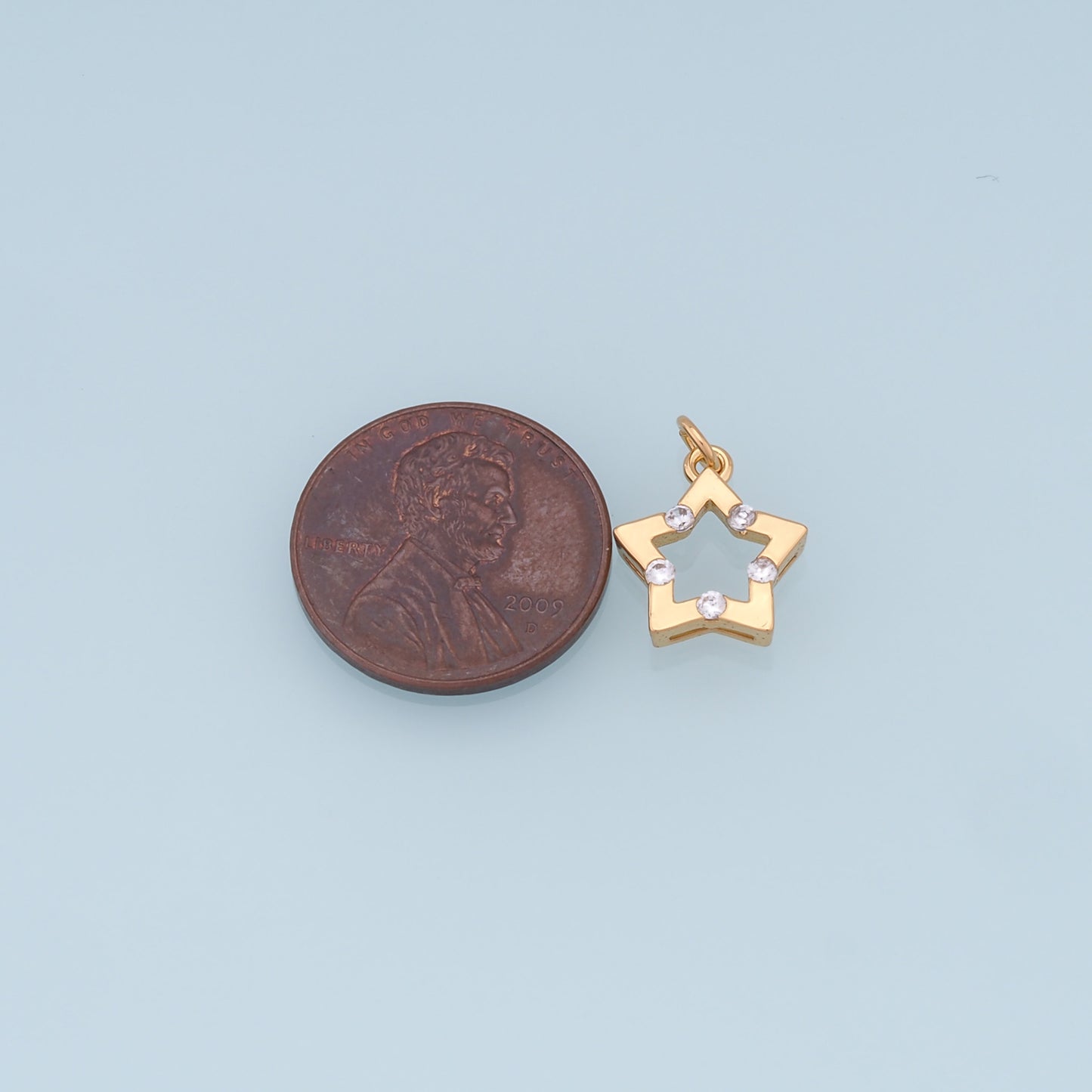 18K Gold Filled Star Pendant,CZ Micro Pave Star Charm Bracelet Necklace for DIY Jewelry Making Supply