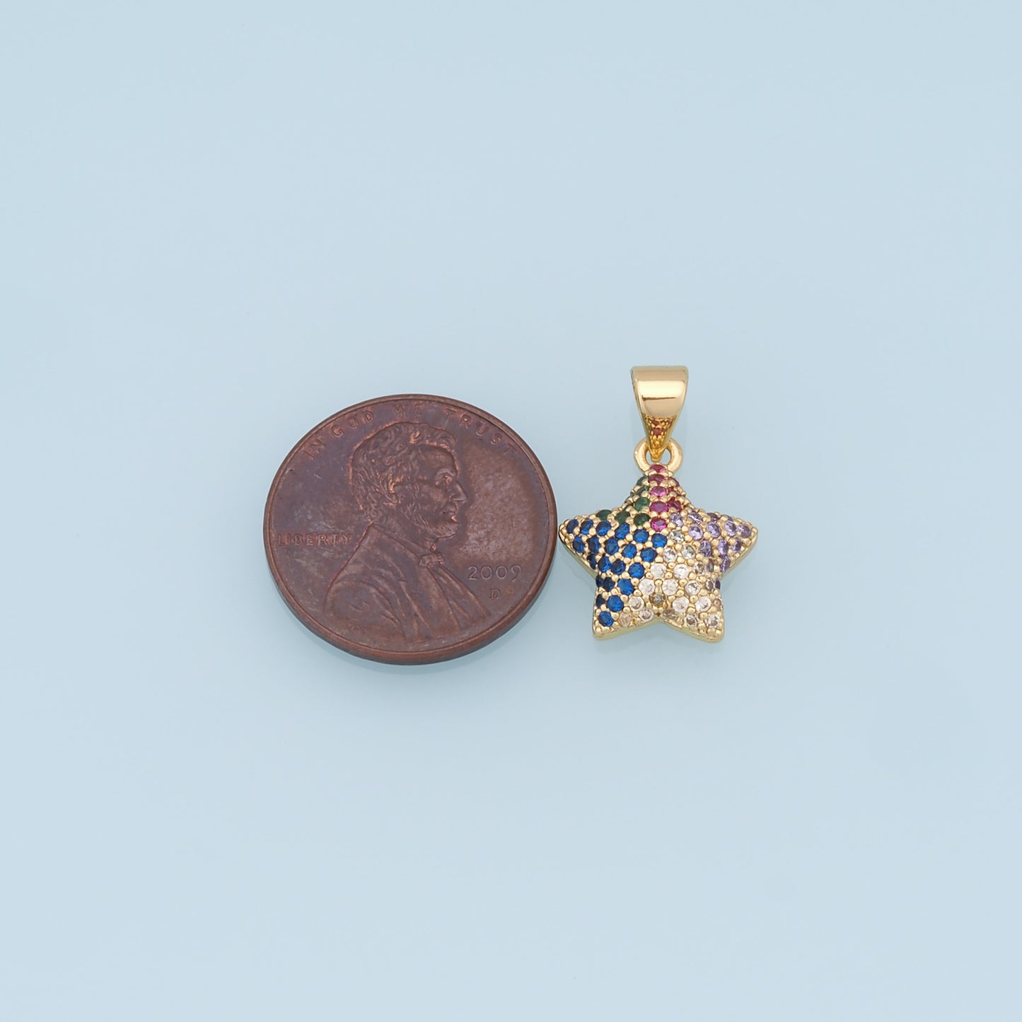 18K Gold Filled Star Pendant,CZ Micro Pave Star Charm Bracelet Necklace for DIY Jewelry Making Supply