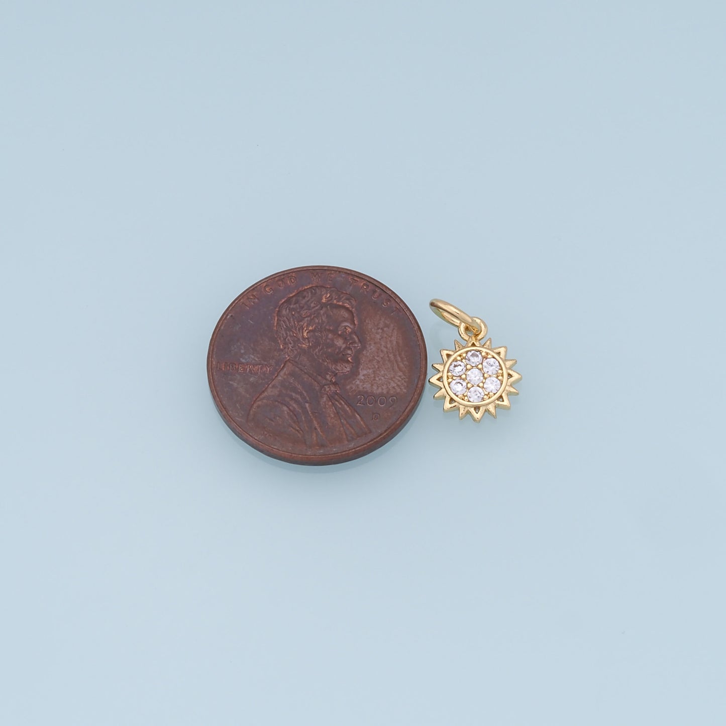 Gold CZ Sun Charms,18K Gold Filled Sun Pendant,celestial Charm Bracelet Necklace for DIY Jewelry Making Supply