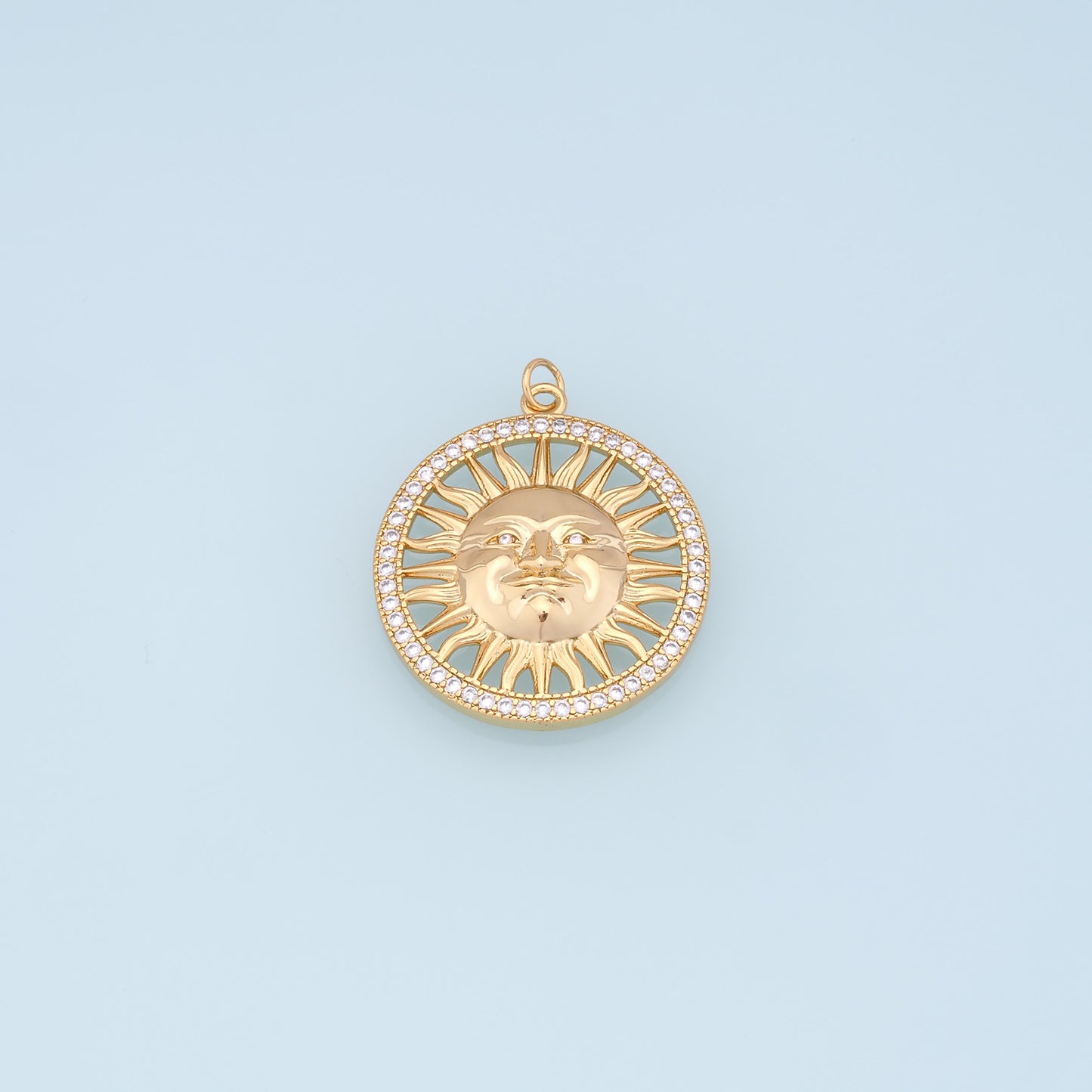 Gold CZ Sun Charms,18K Gold Filled Sun Pendant,celestial Charm Bracelet Necklace for DIY Jewelry Making Supply