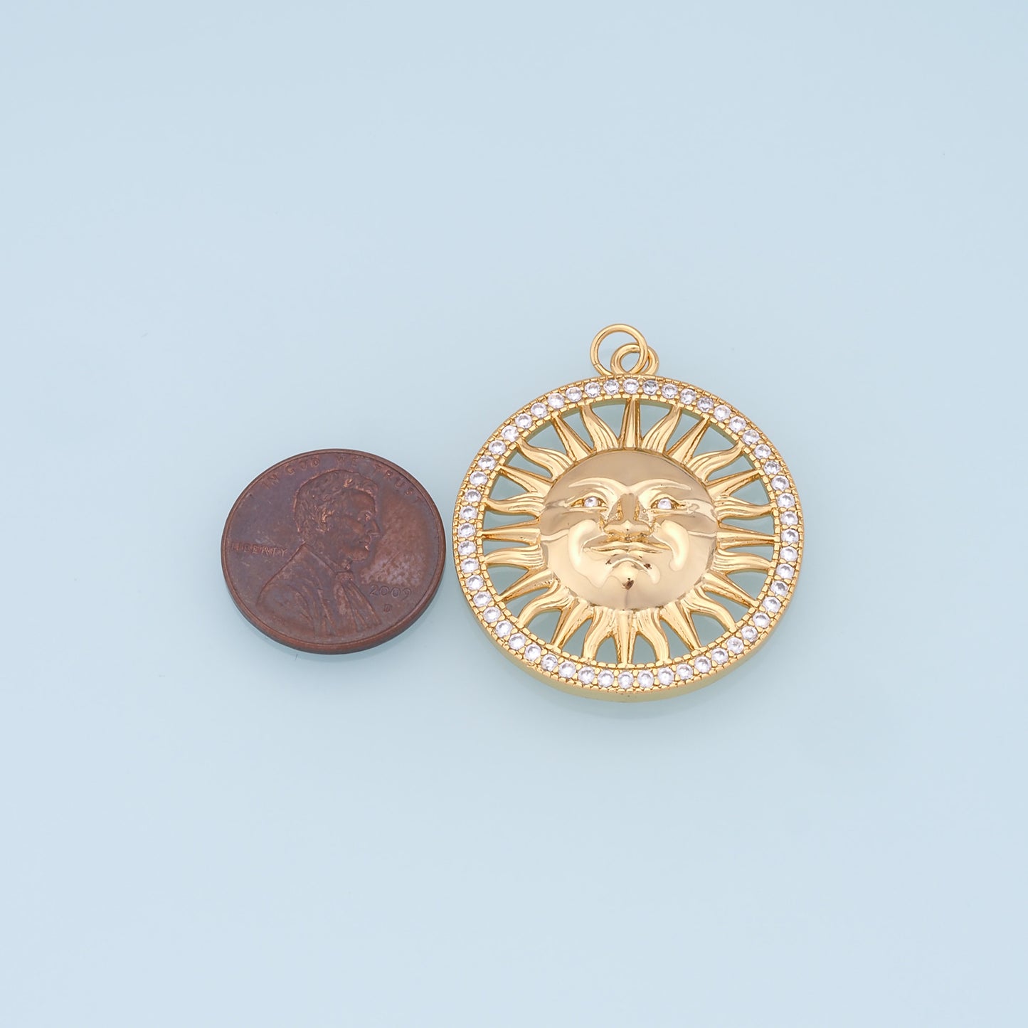 Gold CZ Sun Charms,18K Gold Filled Sun Pendant,celestial Charm Bracelet Necklace for DIY Jewelry Making Supply