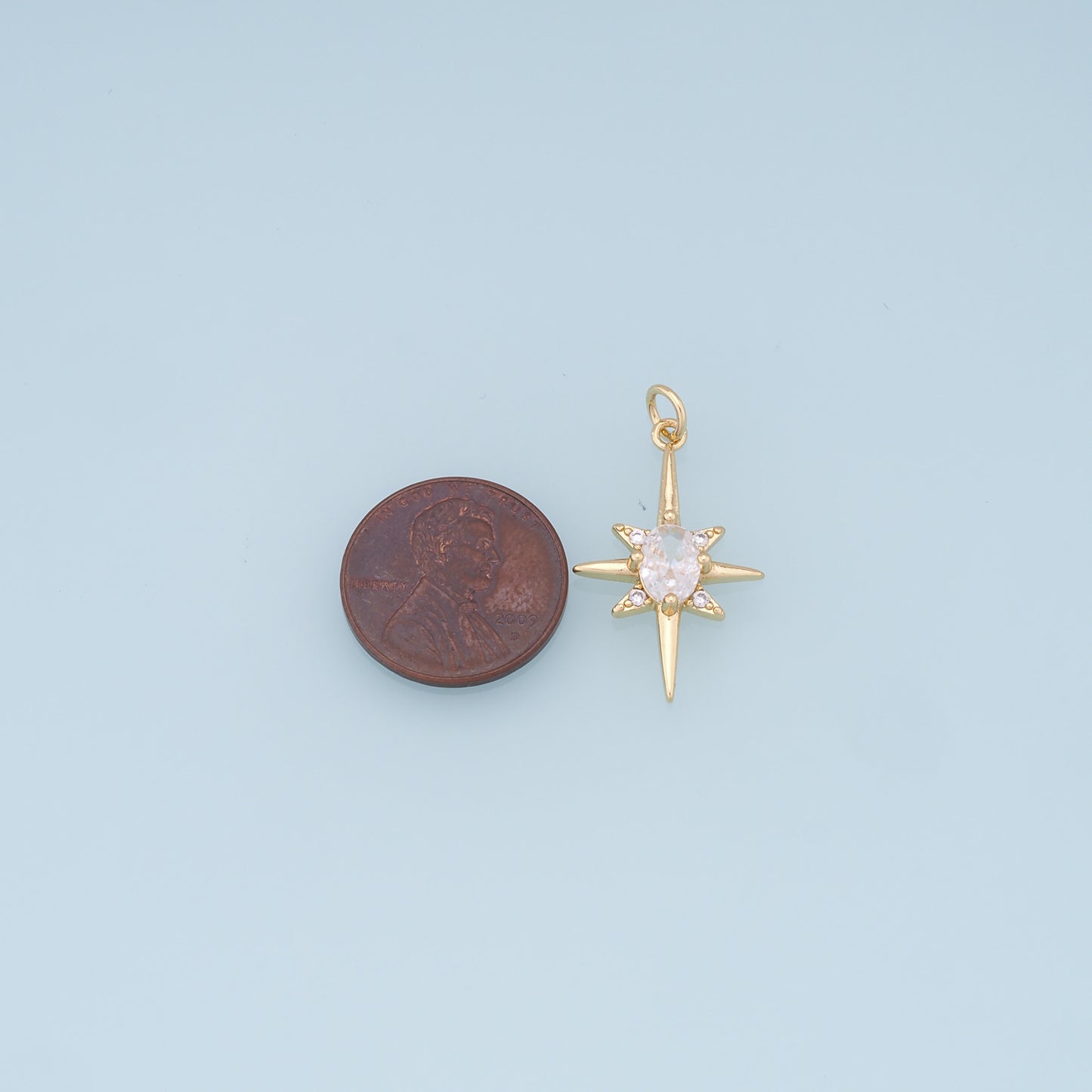 Gold Star Charms,18K Gold Filled Starburst Pendant,CZ North Star Charm Bracelet Necklace for DIY Jewelry Making Supply