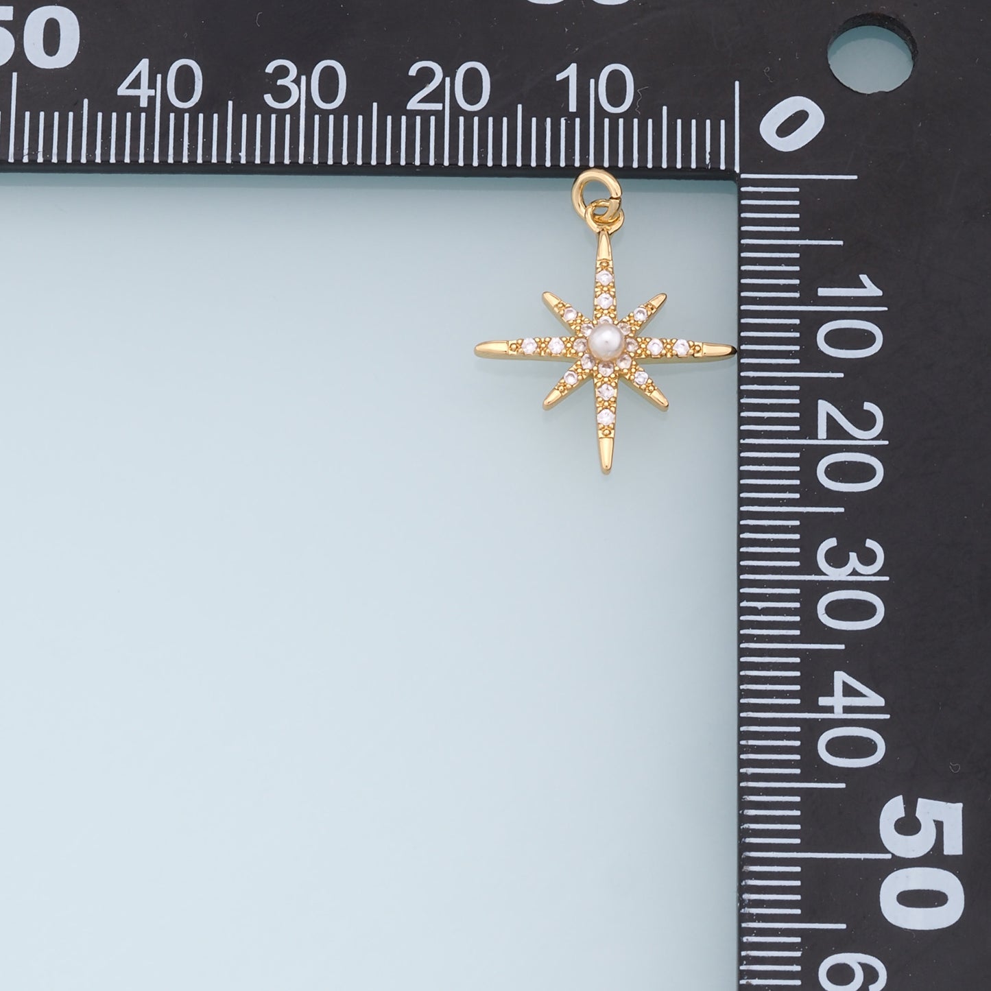Gold Star Charms,18K Gold Filled Starburst Pendant,CZ North Star Charm Bracelet Necklace for DIY Jewelry Making Supply