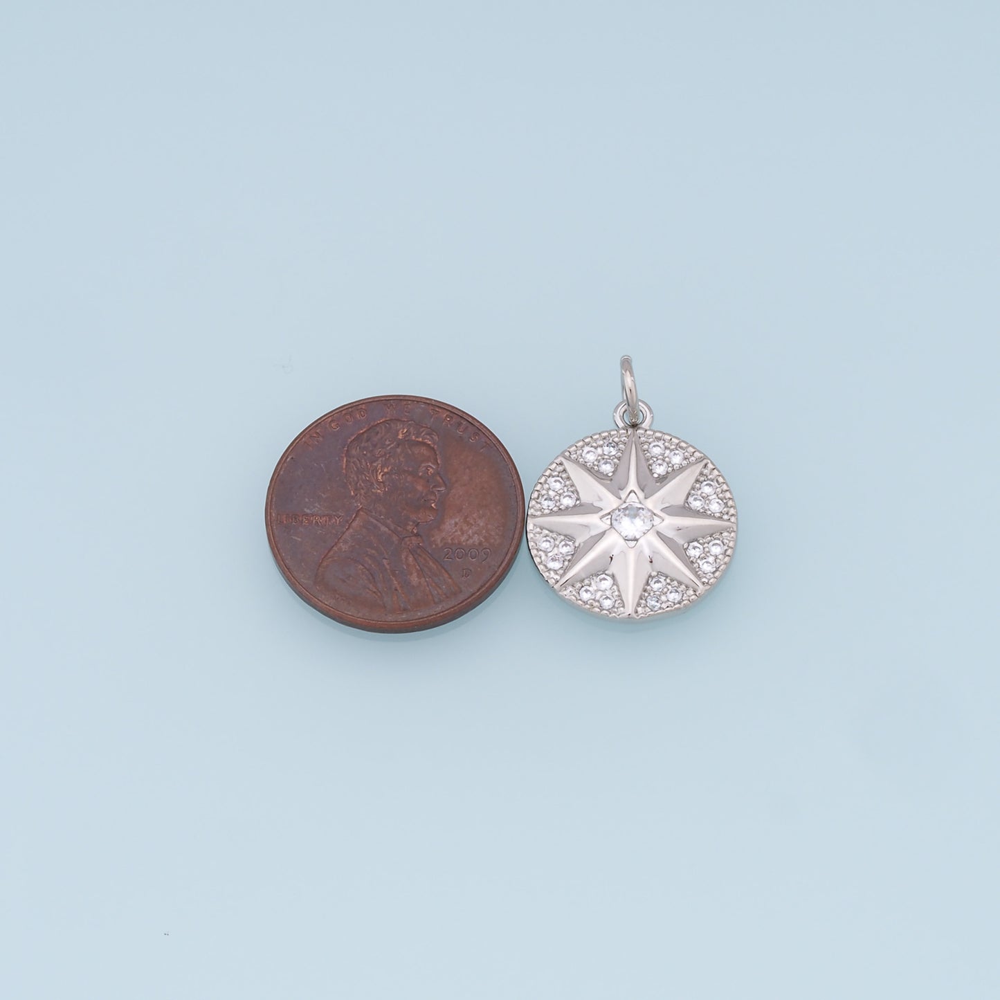 Gold Star Charms,18K Gold Filled Starburst Pendant,CZ North Star Charm Bracelet Necklace for DIY Jewelry Making Supply