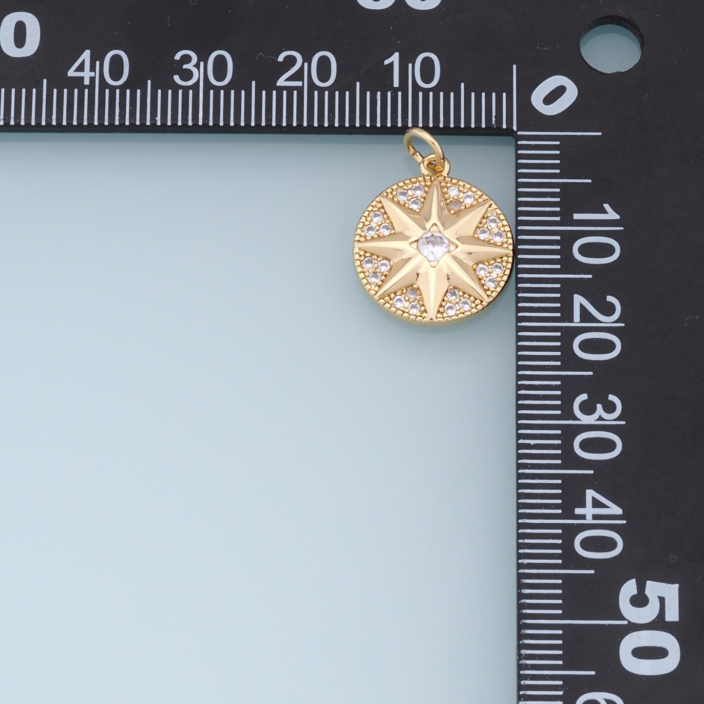 Gold Star Charms,18K Gold Filled Starburst Pendant,CZ North Star Charm Bracelet Necklace for DIY Jewelry Making Supply