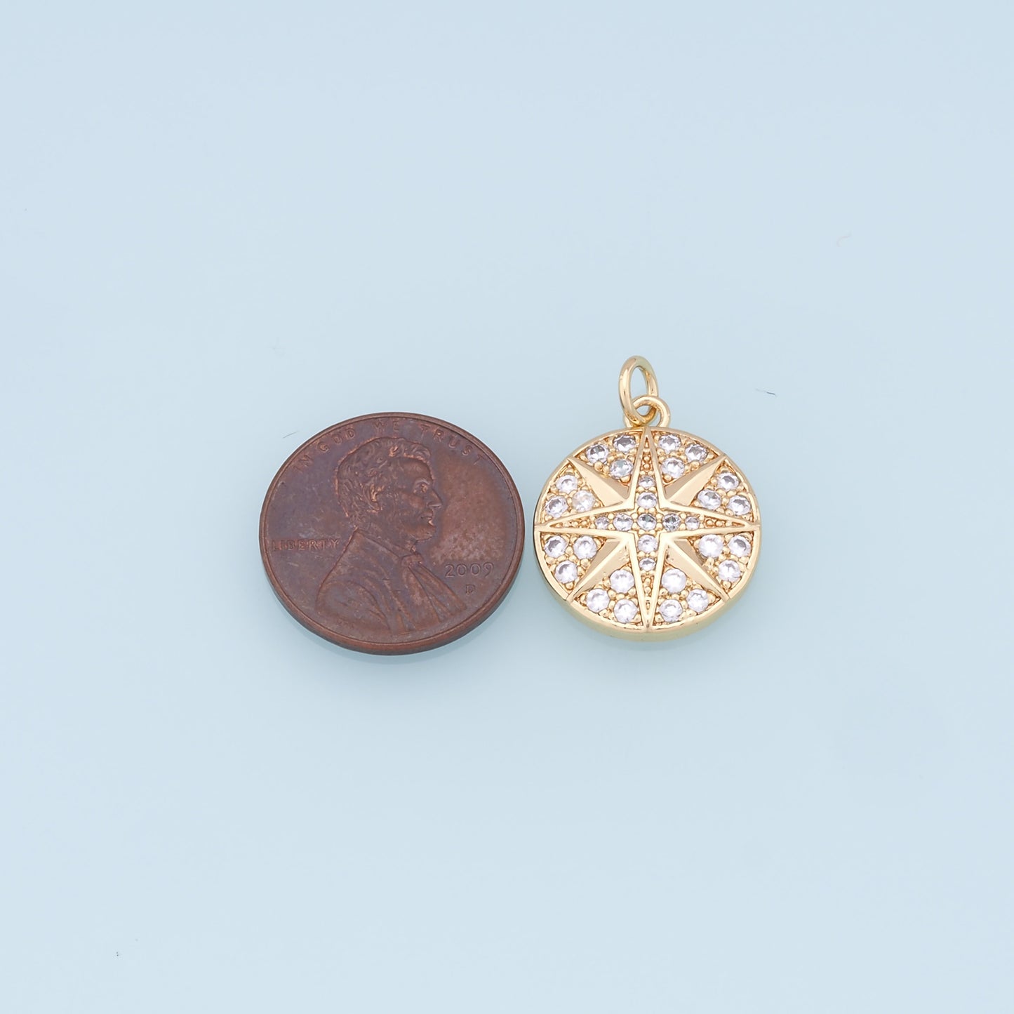 Gold Star Charms,18K Gold Filled Starburst Pendant,CZ North Star Charm Bracelet Necklace for DIY Jewelry Making Supply