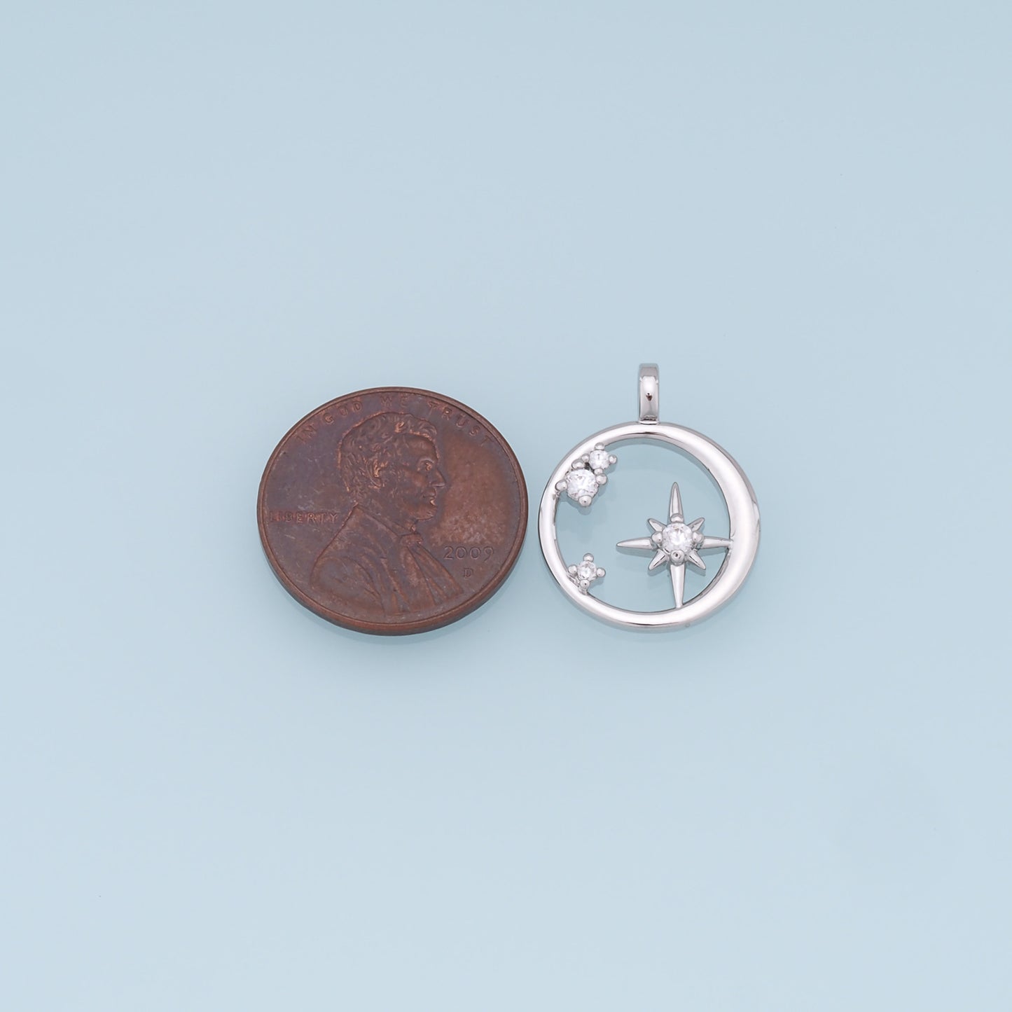 Gold Star Charms,18K Gold Filled Starburst Pendant,CZ North Star Charm Bracelet Necklace for DIY Jewelry Making Supply
