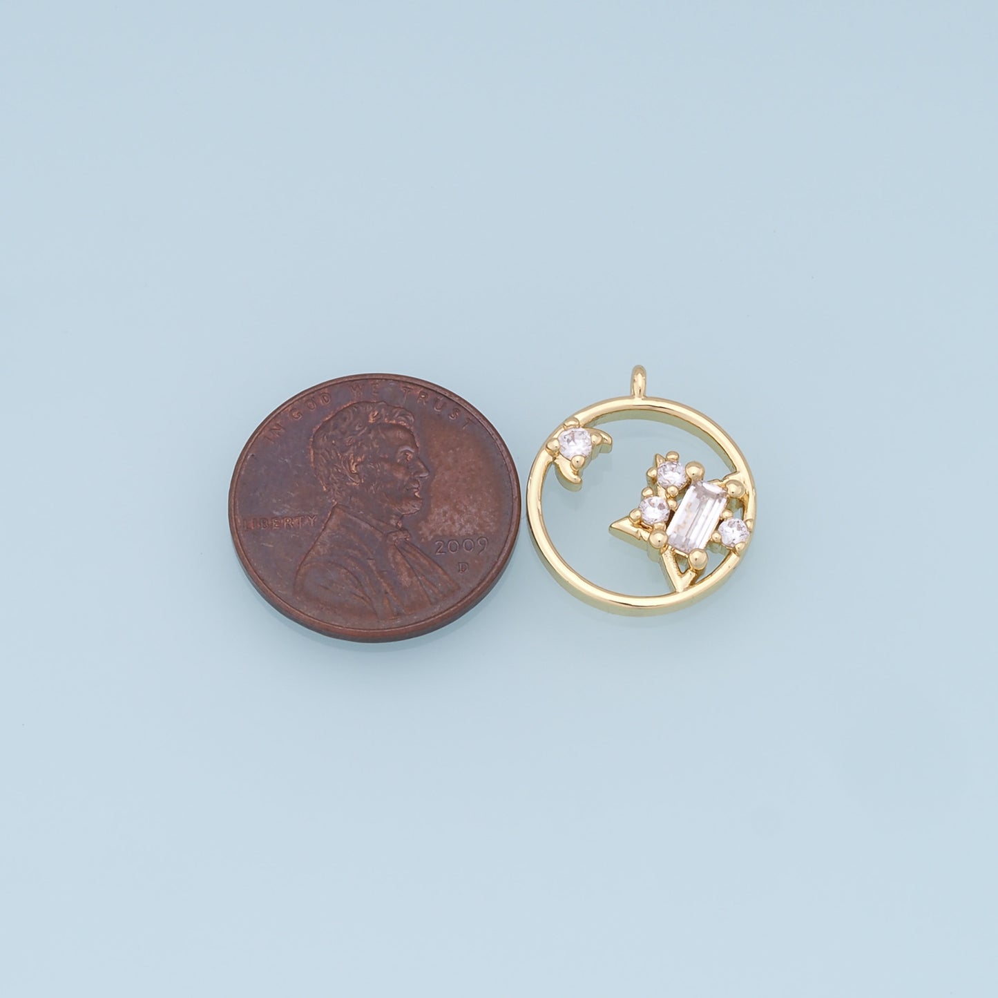 Gold Moon Star Charms,18K Gold Filled CZ Sun Pendant,Celestial Charm Bracelet Necklace for DIY Jewelry Making Supply