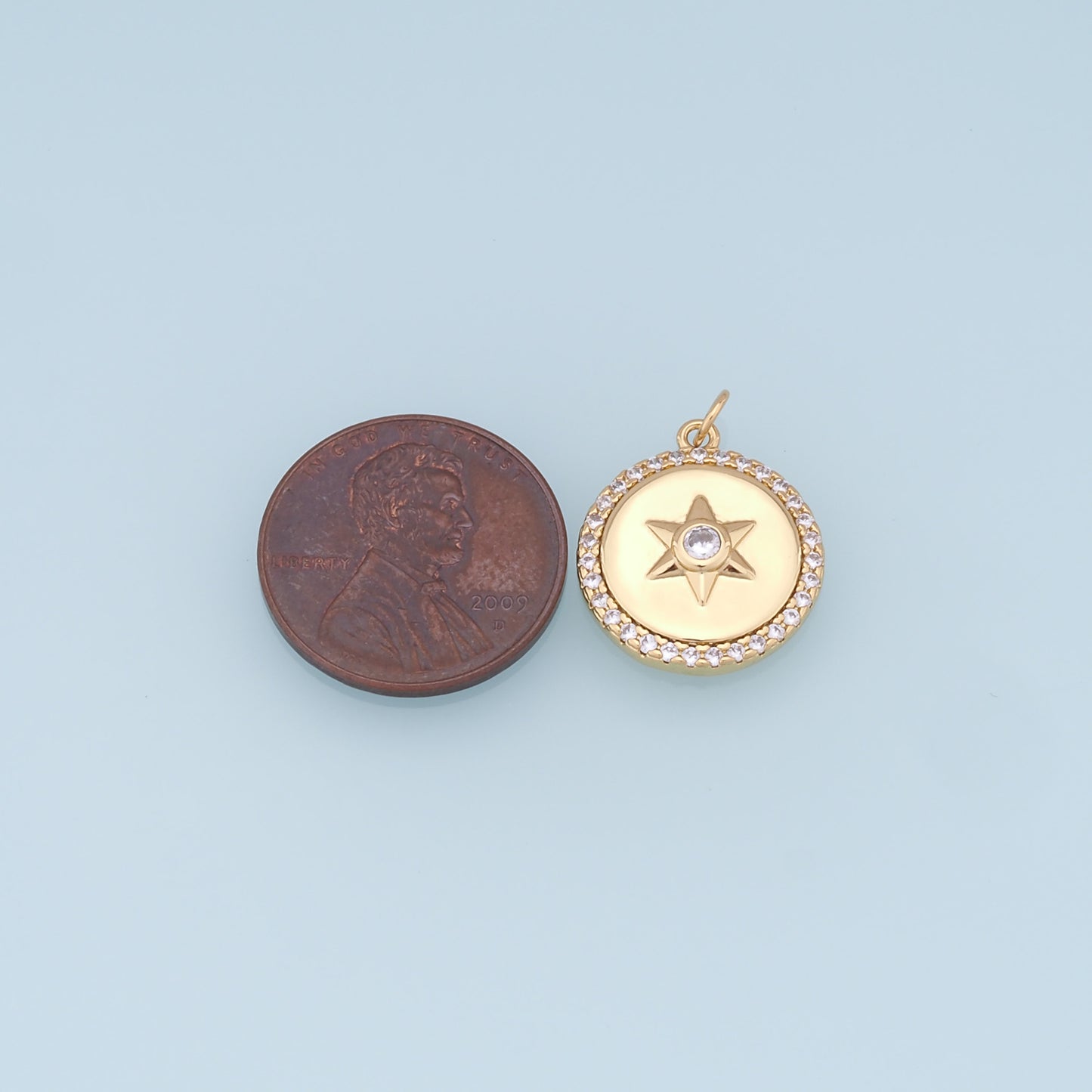 Gold Star Charms,18K Gold Filled Starburst Pendant,CZ North Star Charm Bracelet Necklace for DIY Jewelry Making Supply