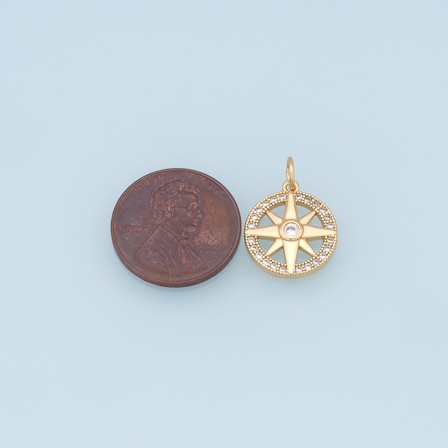 Gold Star Charms,18K Gold Filled Starburst Pendant,CZ North Star Charm Bracelet Necklace for DIY Jewelry Making Supply