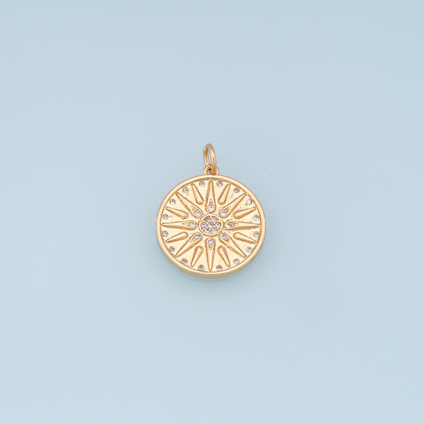 Gold CZ Sun Charms,18K Gold Filled Sun Pendant,celestial Charm Bracelet Necklace for DIY Jewelry Making Supply