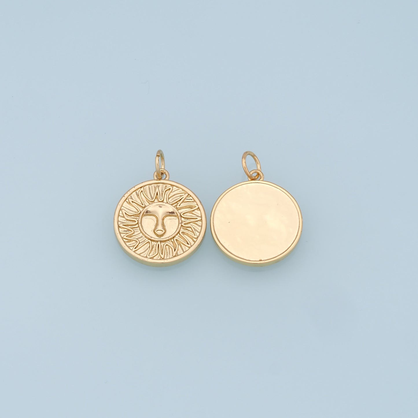 Gold Sun Charms,18K Gold Filled Round Pendant,Celestial Charm Bracelet Necklace for DIY Jewelry Making Supply