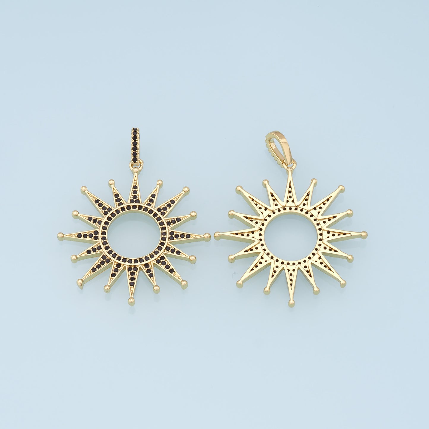Gold CZ Sun Charms,18K Gold Filled Sun Pendant,celestial Charm Bracelet Necklace for DIY Jewelry Making Supply