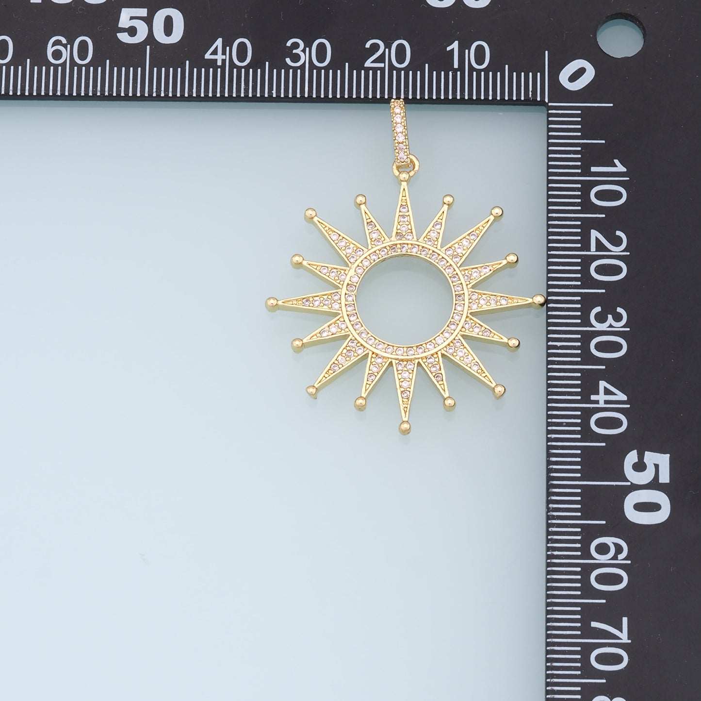 Gold CZ Sun Charms,18K Gold Filled Sun Pendant,celestial Charm Bracelet Necklace for DIY Jewelry Making Supply