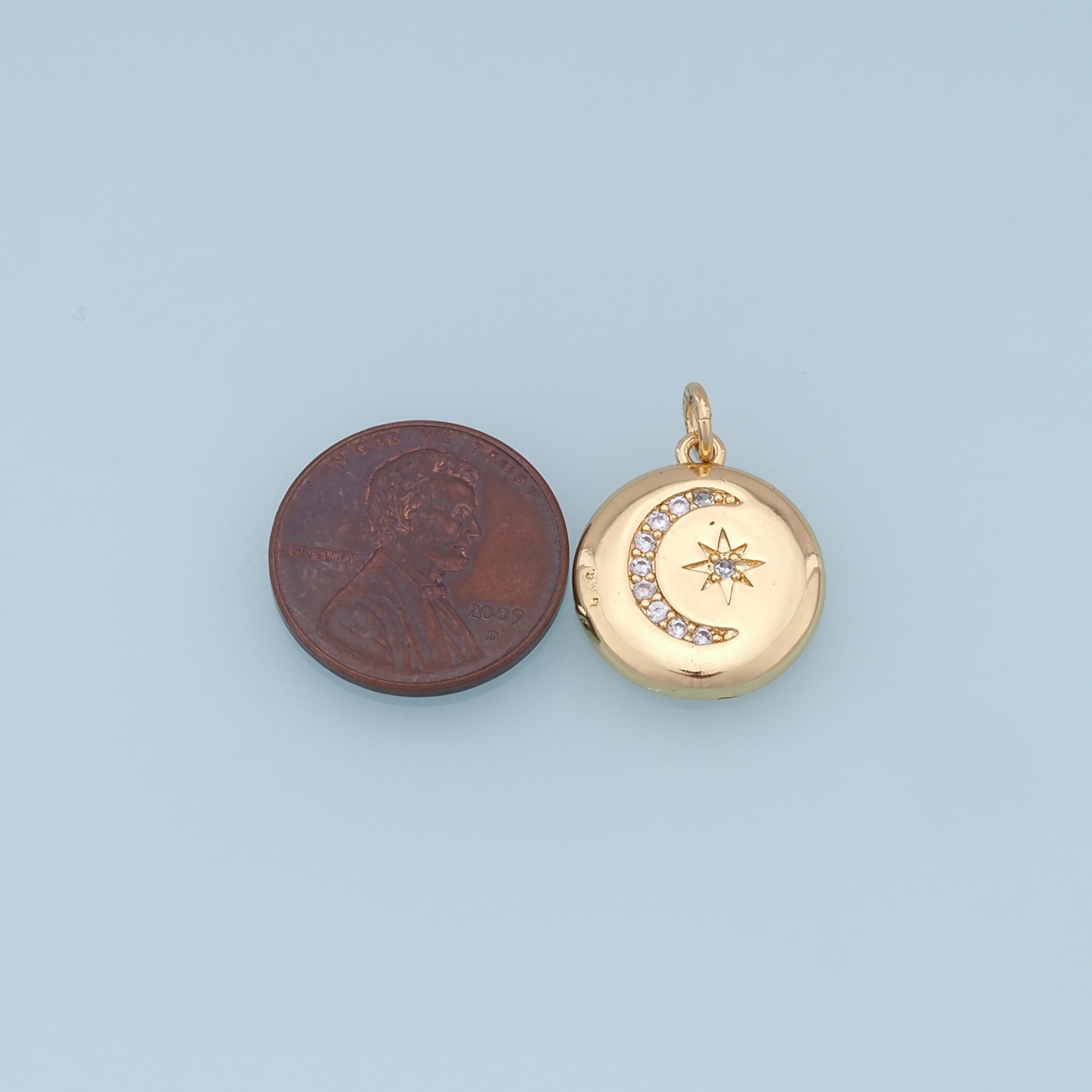 Gold Moon Star Charms,18K Gold Filled CZ Sun Pendant,Celestial Charm Bracelet Necklace for DIY Jewelry Making Supply
