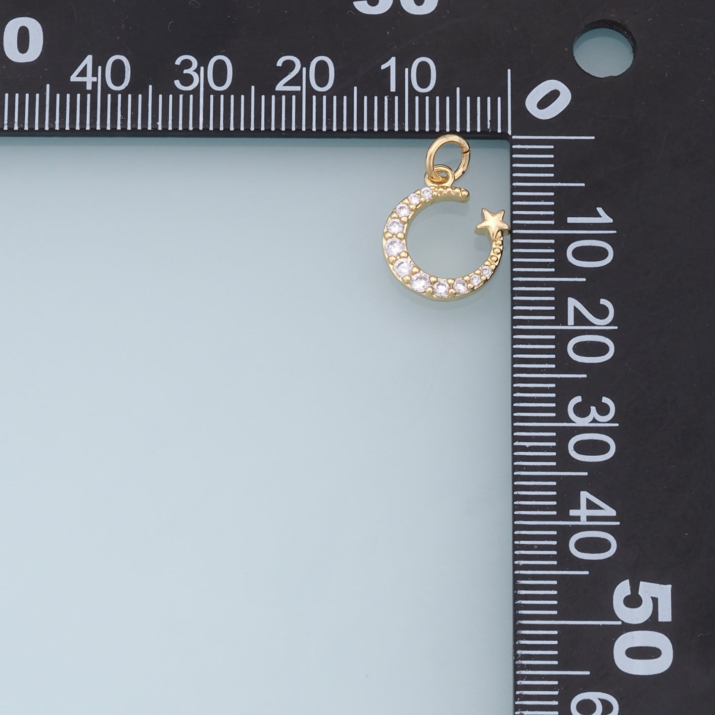 Gold Moon Star Charms,18K Gold Filled CZ Star Pendant,Celestial Charm Bracelet Necklace for DIY Jewelry Making Supply