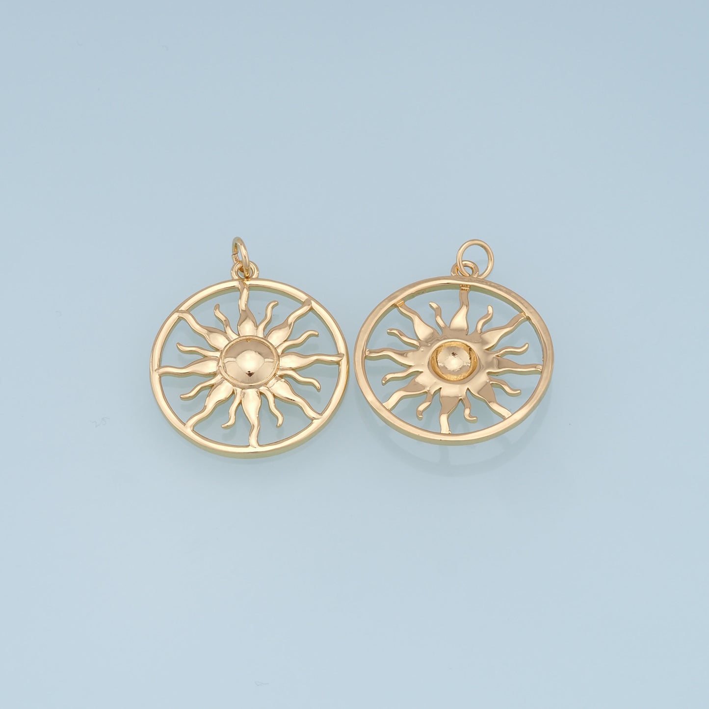 Gold Sun Charms,18K Gold Filled Round Pendant,Celestial Charm Bracelet Necklace for DIY Jewelry Making Supply