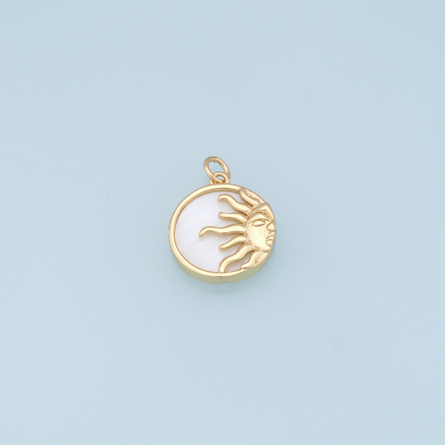 Gold Sun Charms,18K Gold Filled Round Coin Pendant,Sun Charm Bracelet Necklace for DIY Jewelry Making Supply