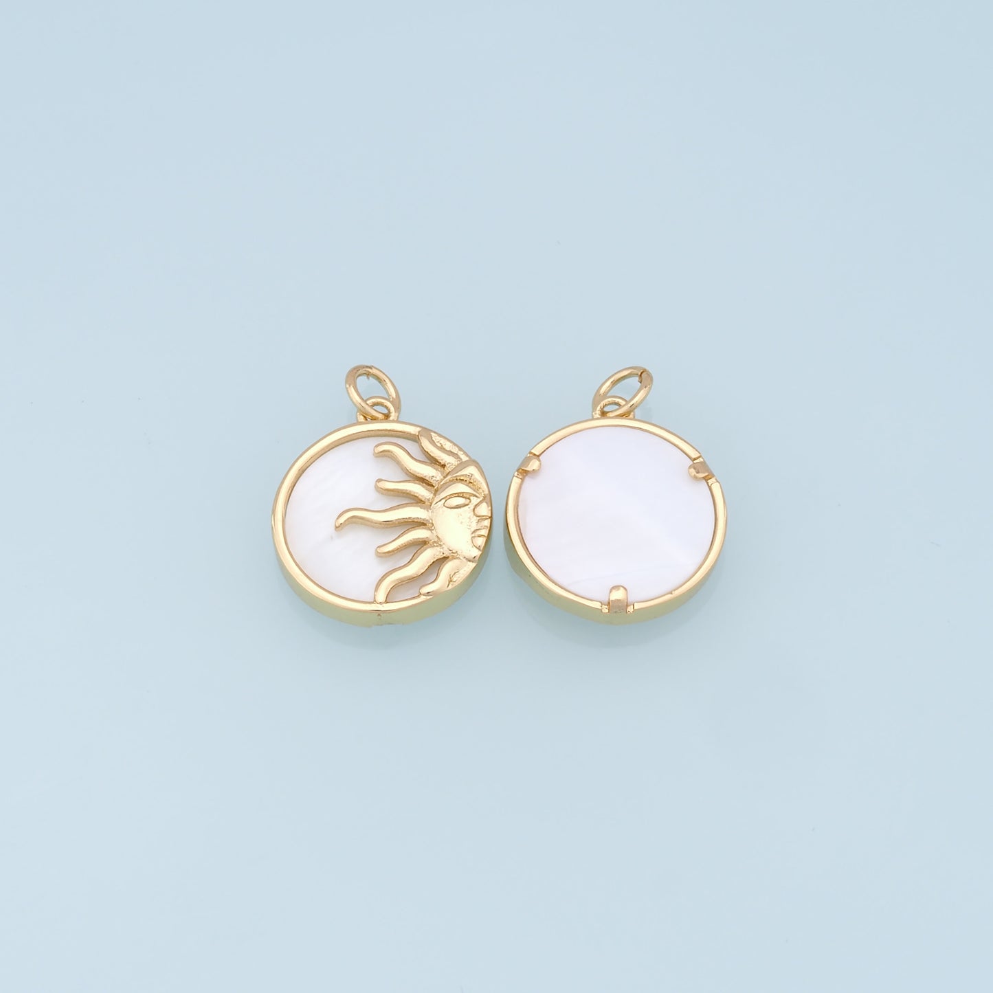 Gold Sun Charms,18K Gold Filled Round Coin Pendant,Sun Charm Bracelet Necklace for DIY Jewelry Making Supply