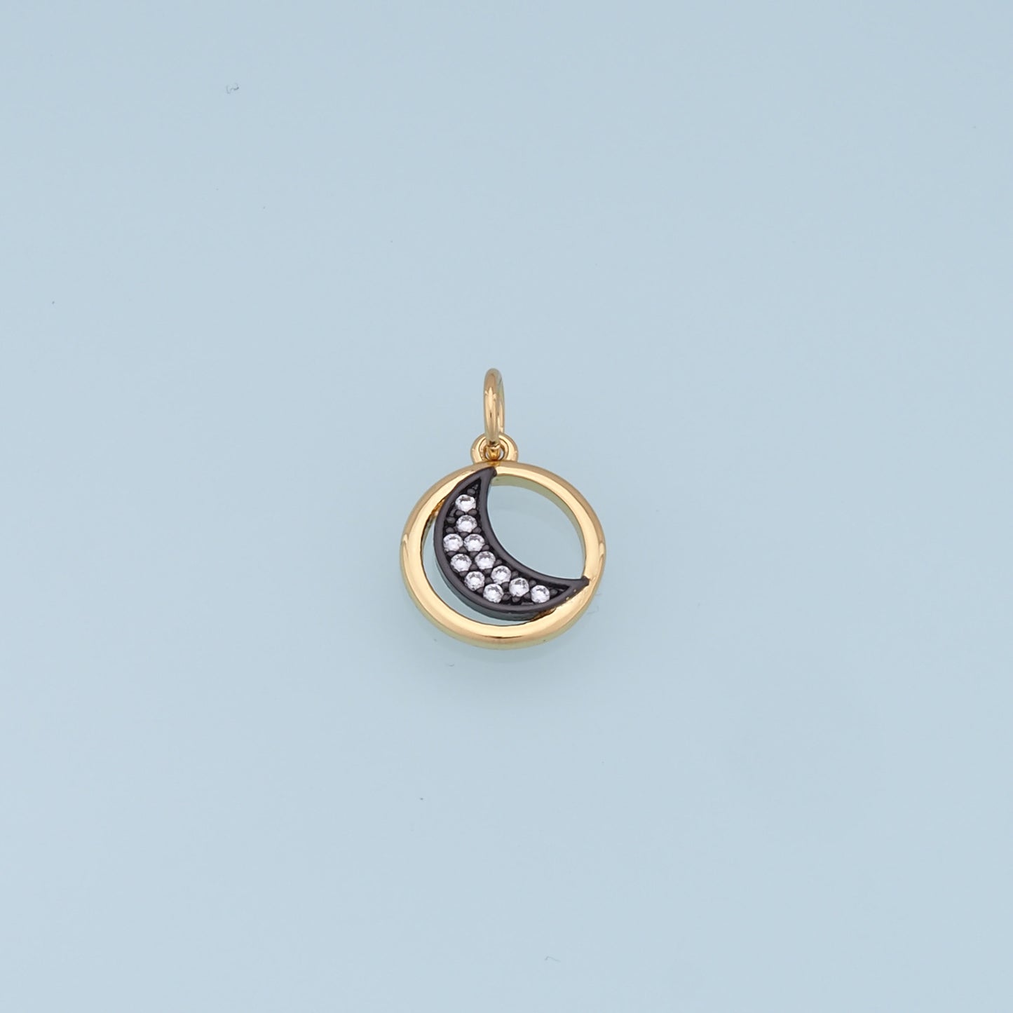 Gold Moon Charms,18K Gold Filled Moon Pendant,CZ Micro Pave Star Charm Bracelet Necklace for DIY Jewelry Making Supply
